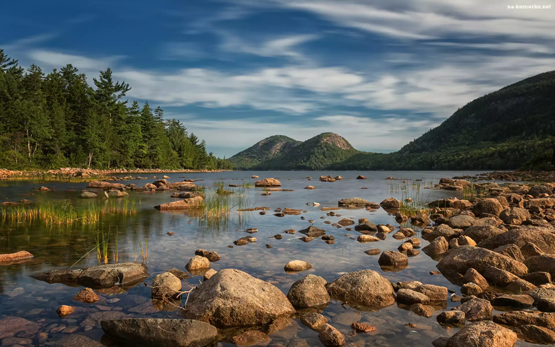 Kamienie, Góry, Stany Zjednoczone, Bubble Mountains, Park Narodowy Acadia, Jezioro Jordan Pond, Stan Maine