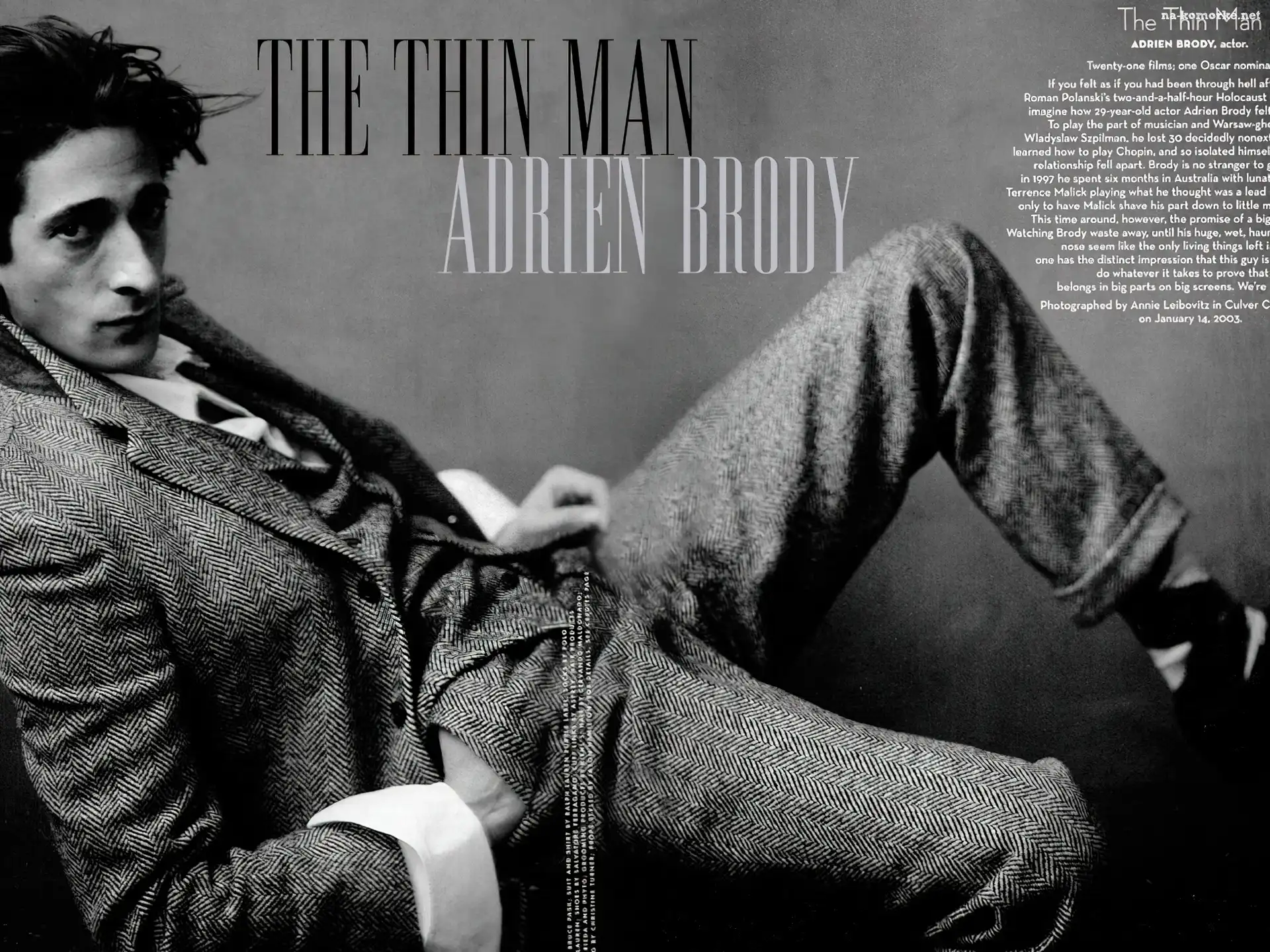 Adrien Brody, szary, garnitur