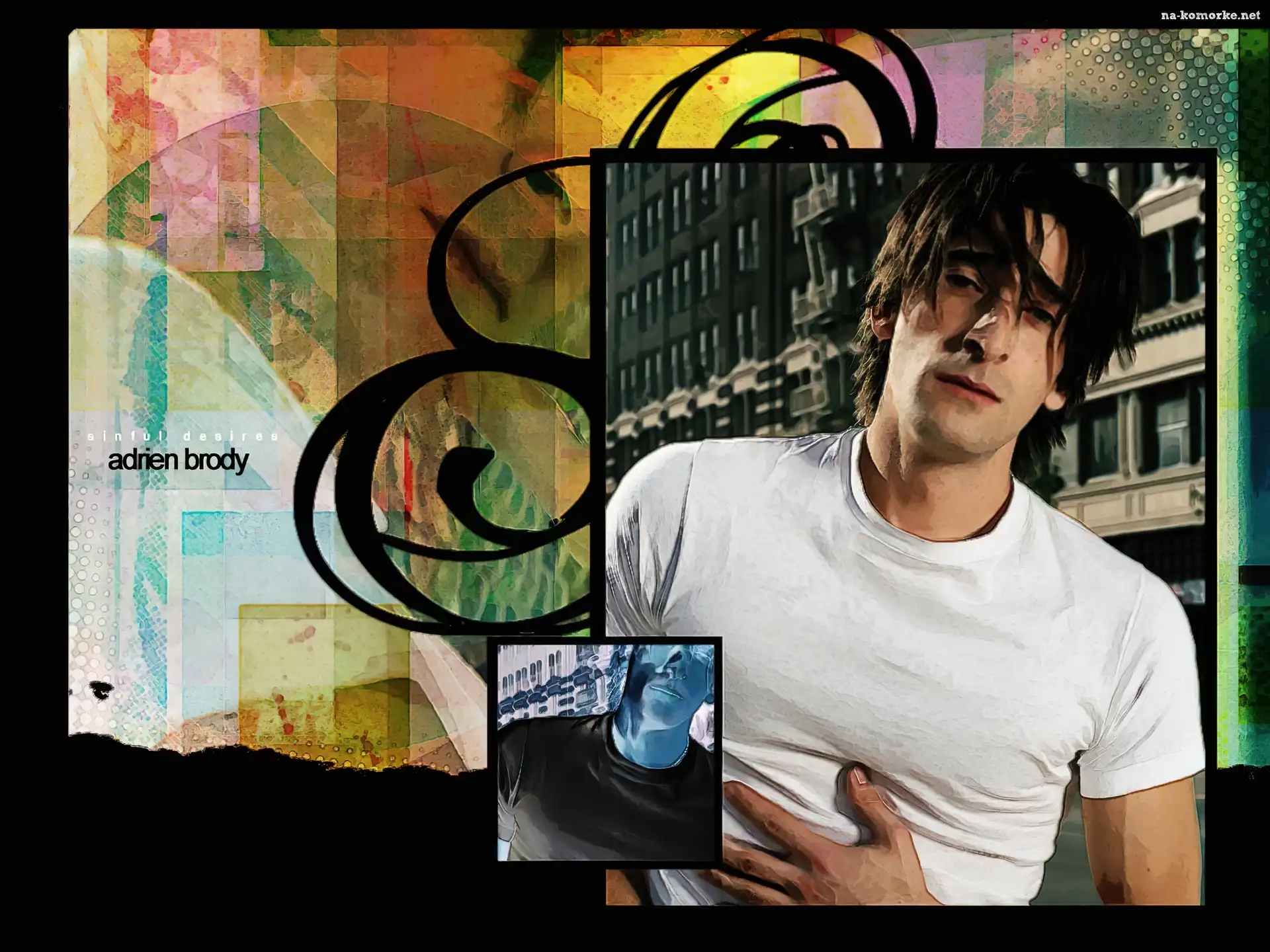Adrien Brody, biały, t-shirt