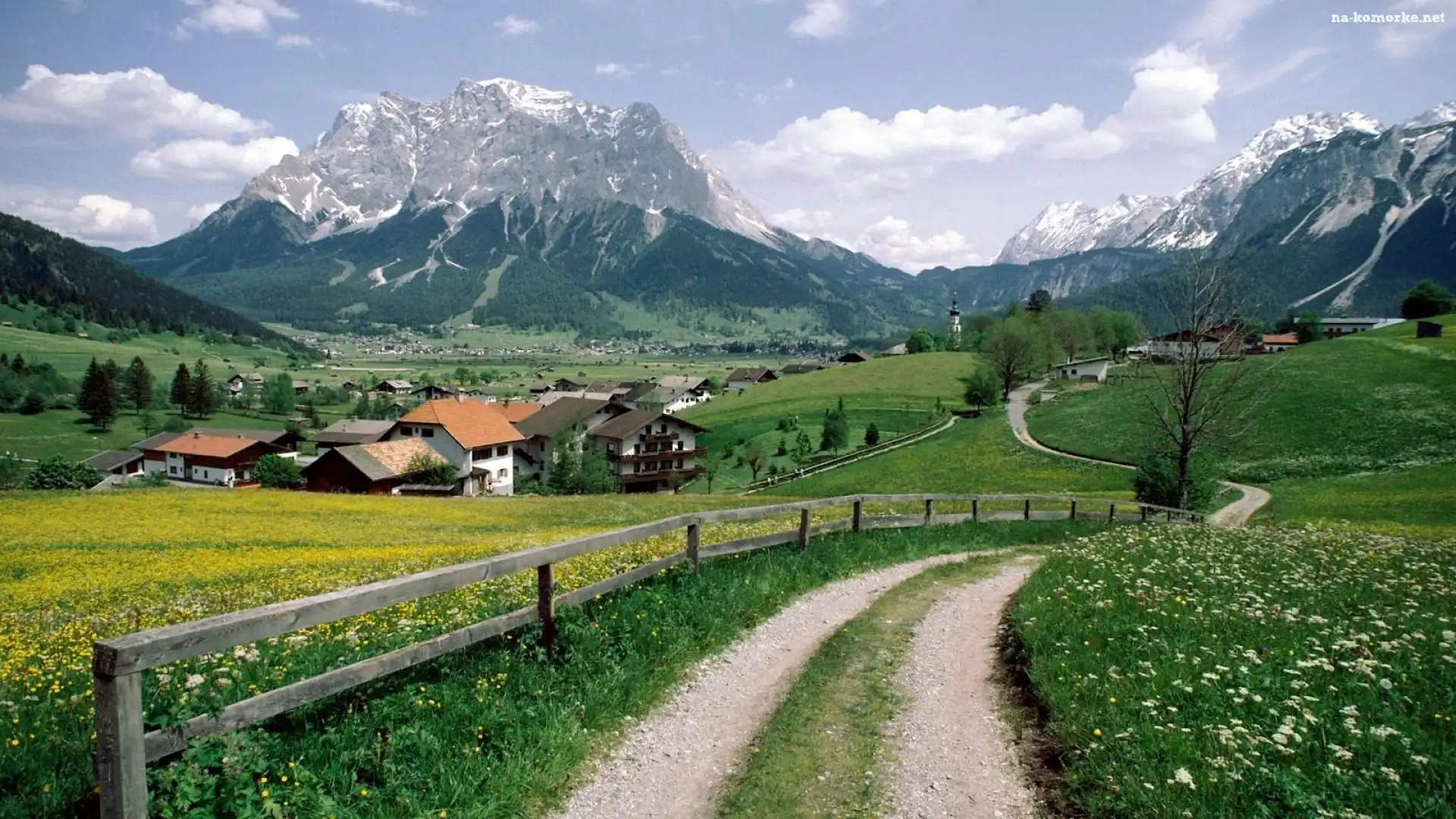 Alpejska, Łąki, Wioska, Pola