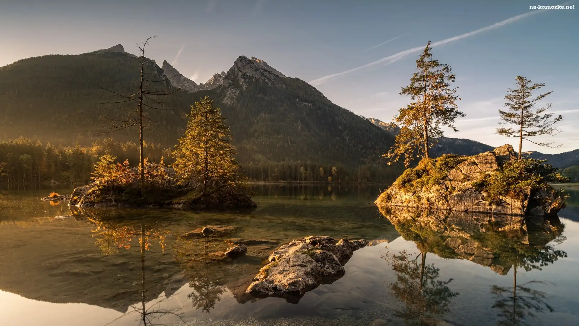 Góry Alpy, Skały, Jezioro Hintersee, Niemcy, Drzewa, Bawaria