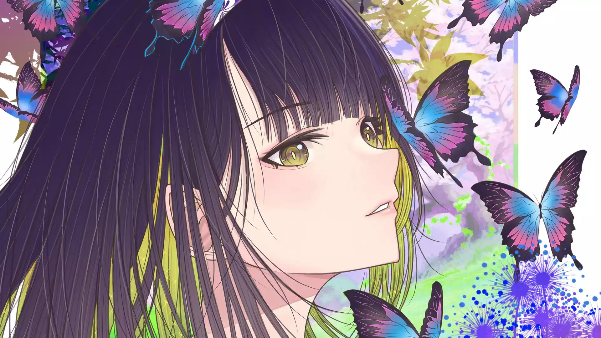 Anime, Motyle, Dziewczyna