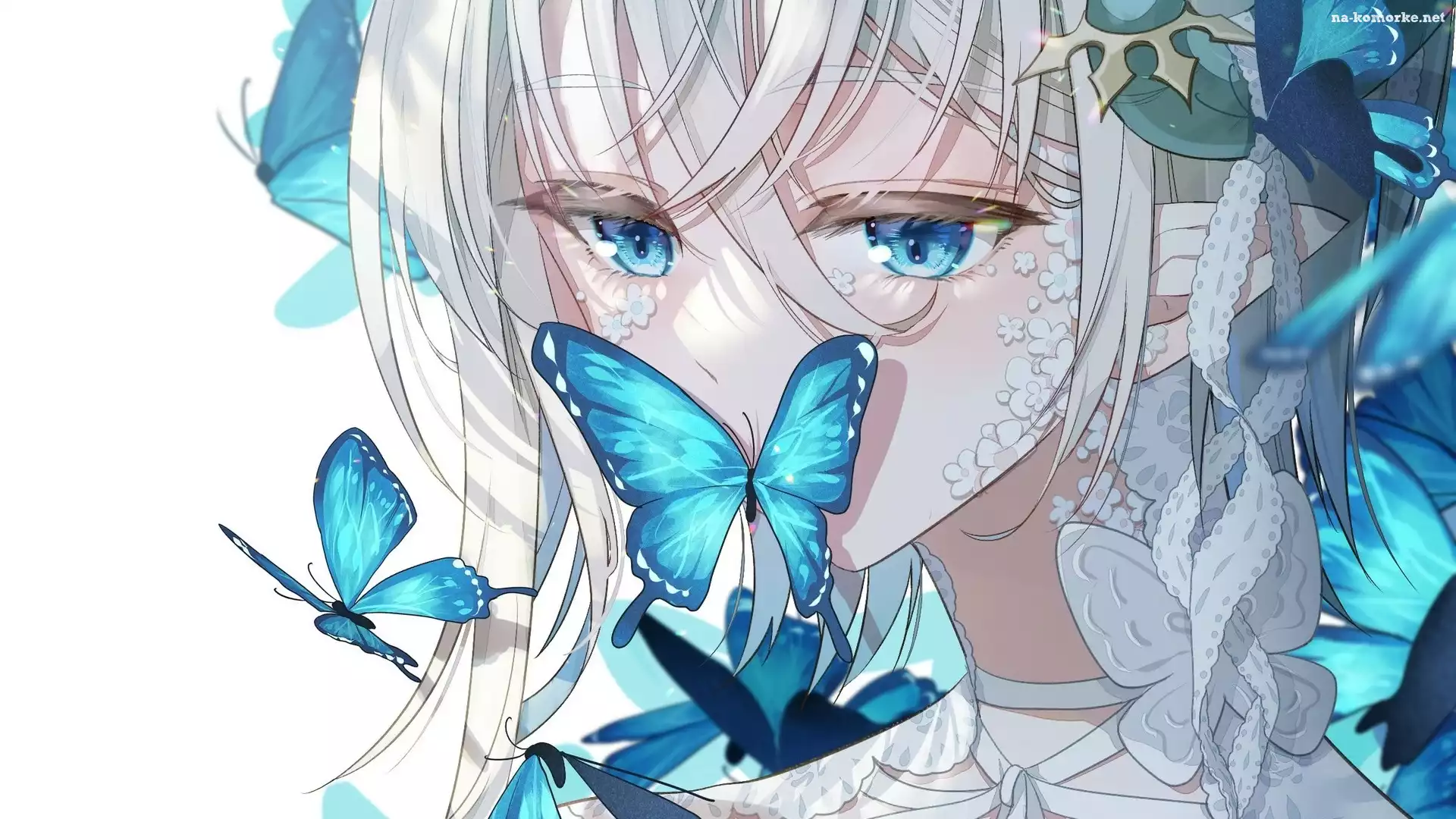 Motyle, Dziewczyna, Niebieskie, Anime, Oczy, Niebieskie