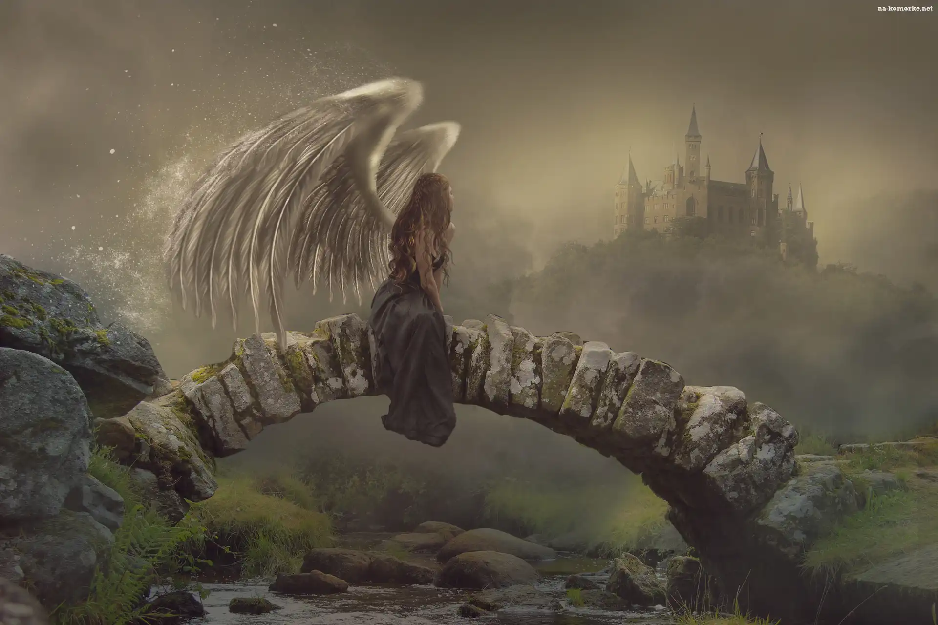 Anioł, Fantasy, Most, Zamek