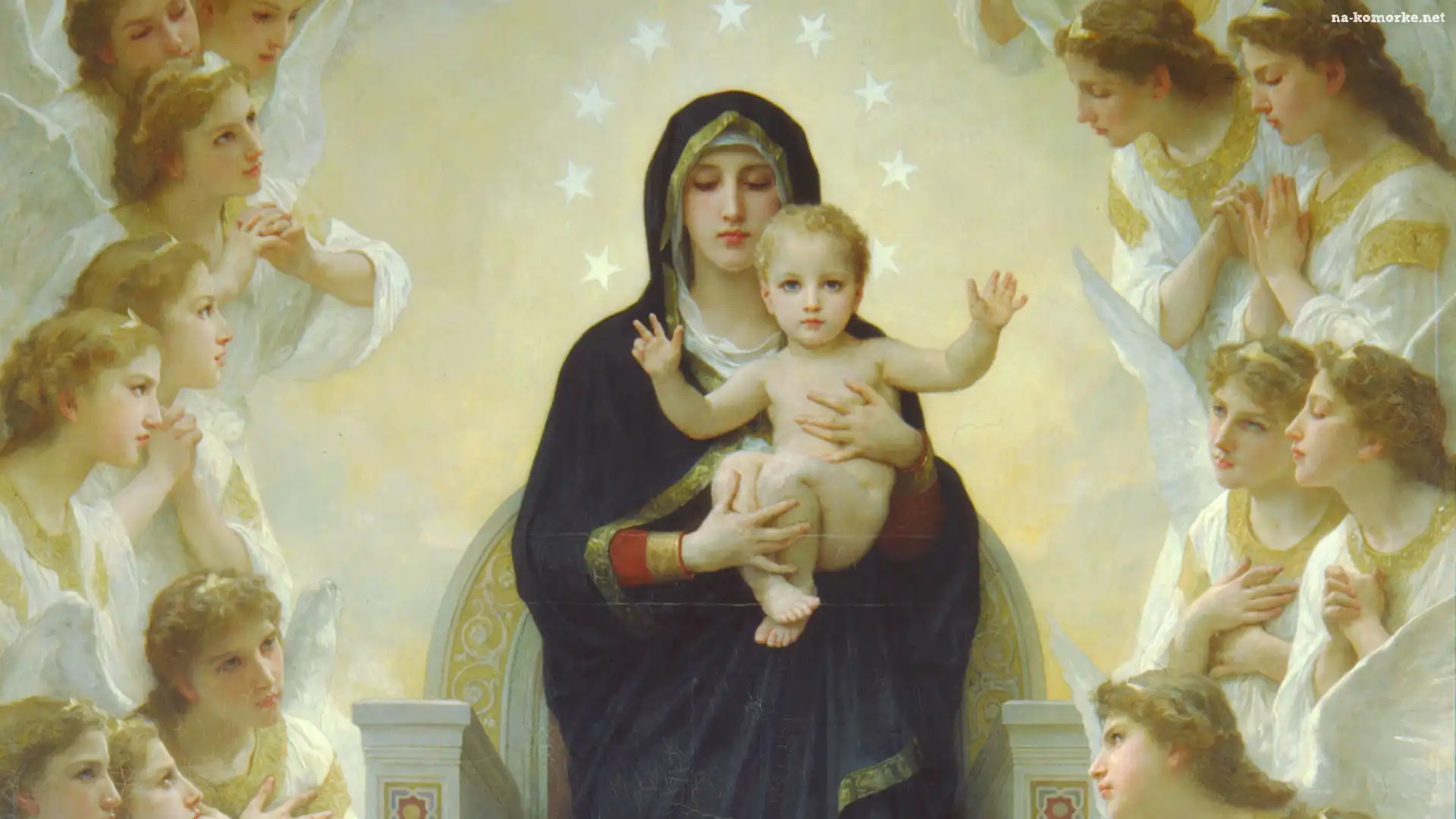 Aniołowie, Boska, Matka, Bouguereau, Dzieciątko, Reprodukcja