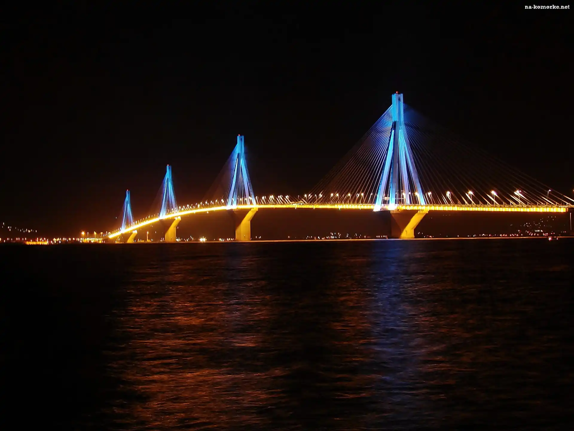 Morze, Antirio, Noc, Cieśnina, Riońska, Most, Rio