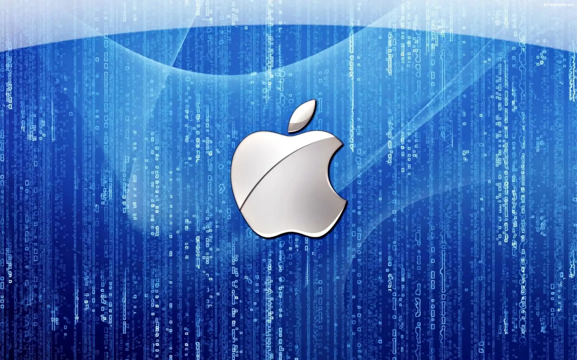 Apple, Niebieskie, Tło, Srebrne, Logo