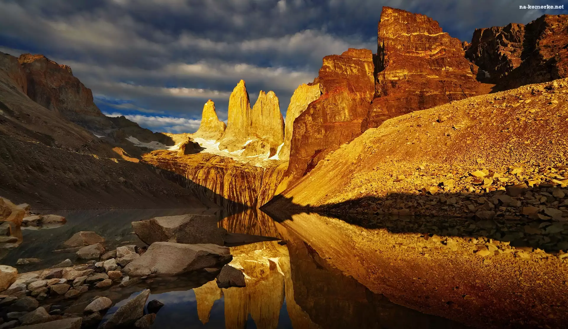 Góry Andy, Patagonia, Jezioro, Argentyna, Szczyt Fitz Roy, Skały, Kamienie, Park Narodowy Los Glaciares