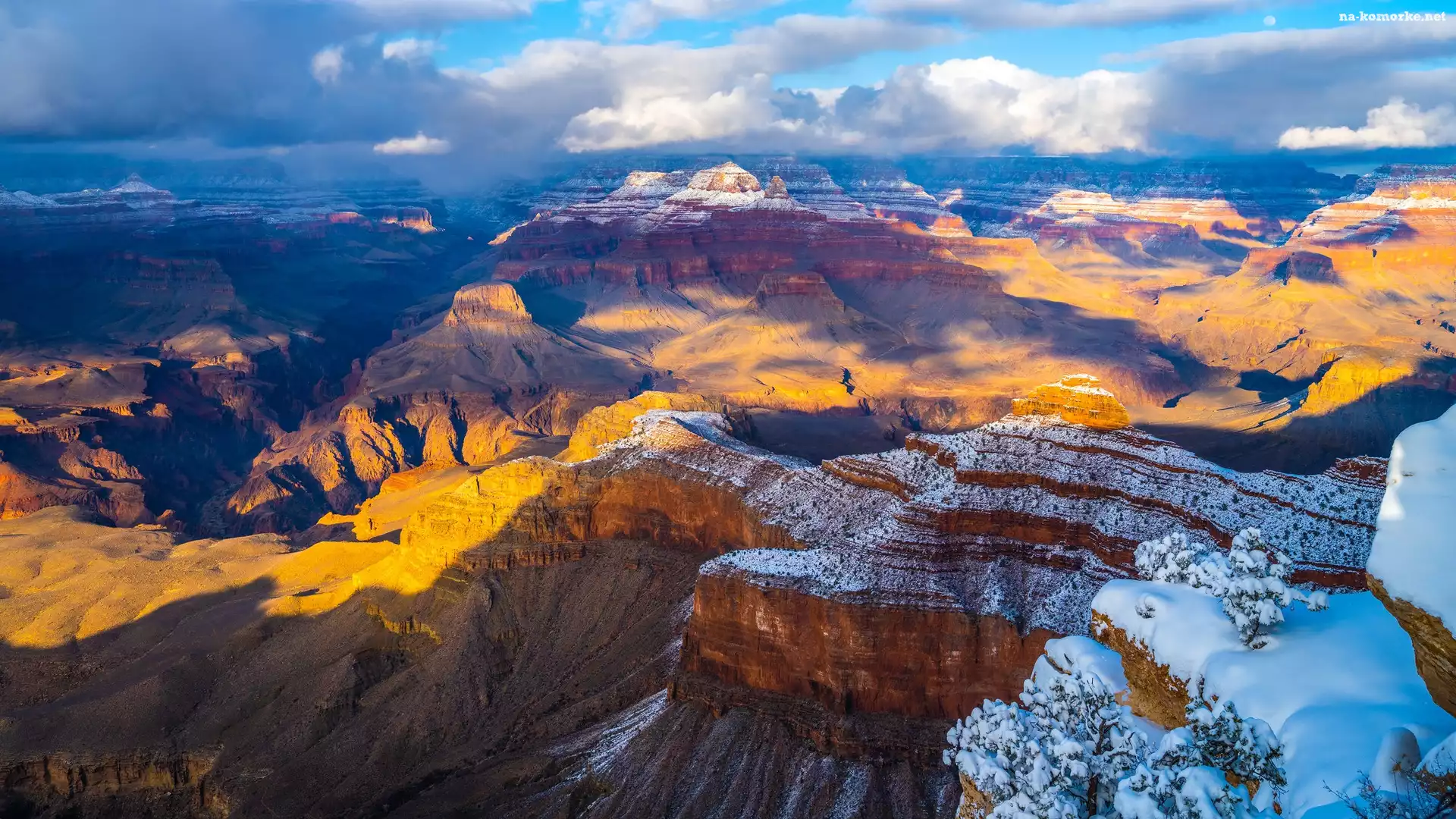 Park Narodowy Wielkiego Kanionu, Arizona, Stany Zjednoczone, Wielki Kanion Kolorado, Grand Canyon, Śnieg, Góry