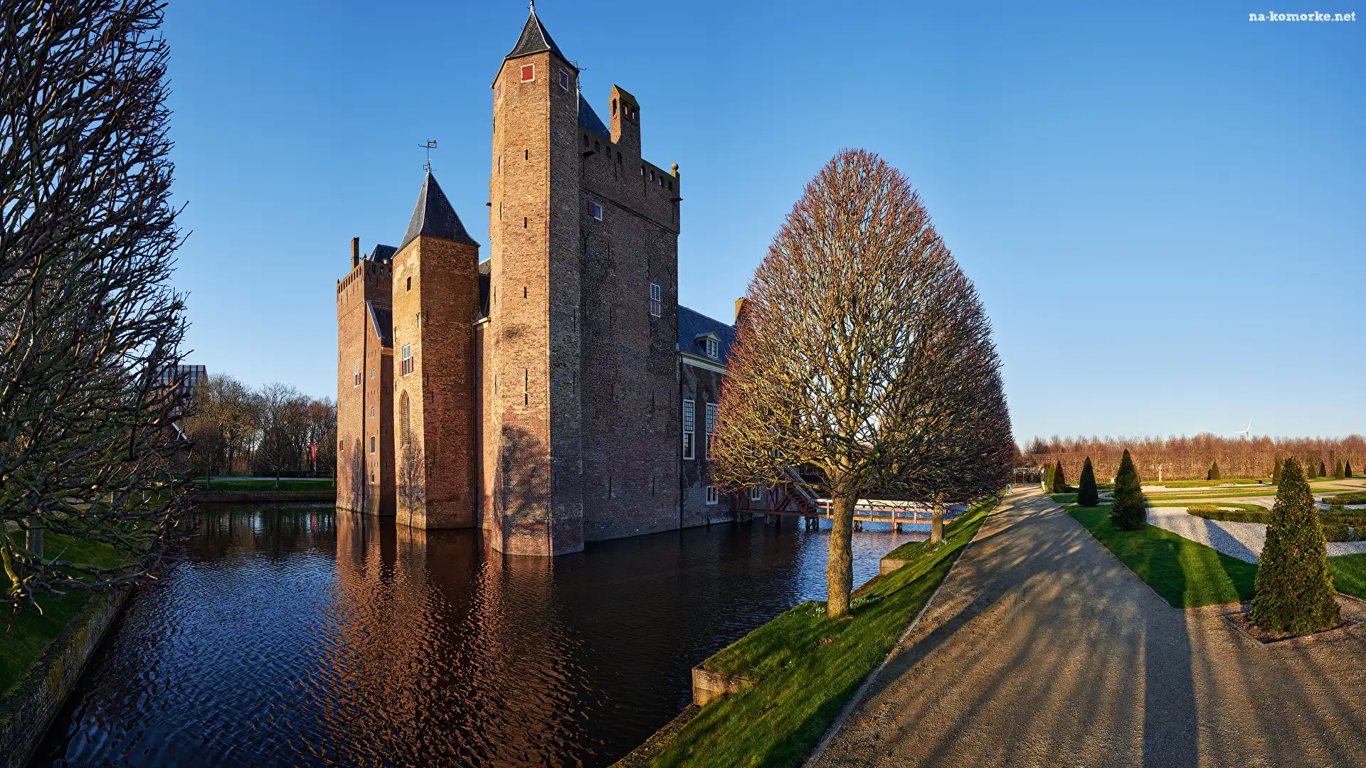 Staw, Holandia, Zamek Assumburg, Drzewa, Heemskerk, Miasto