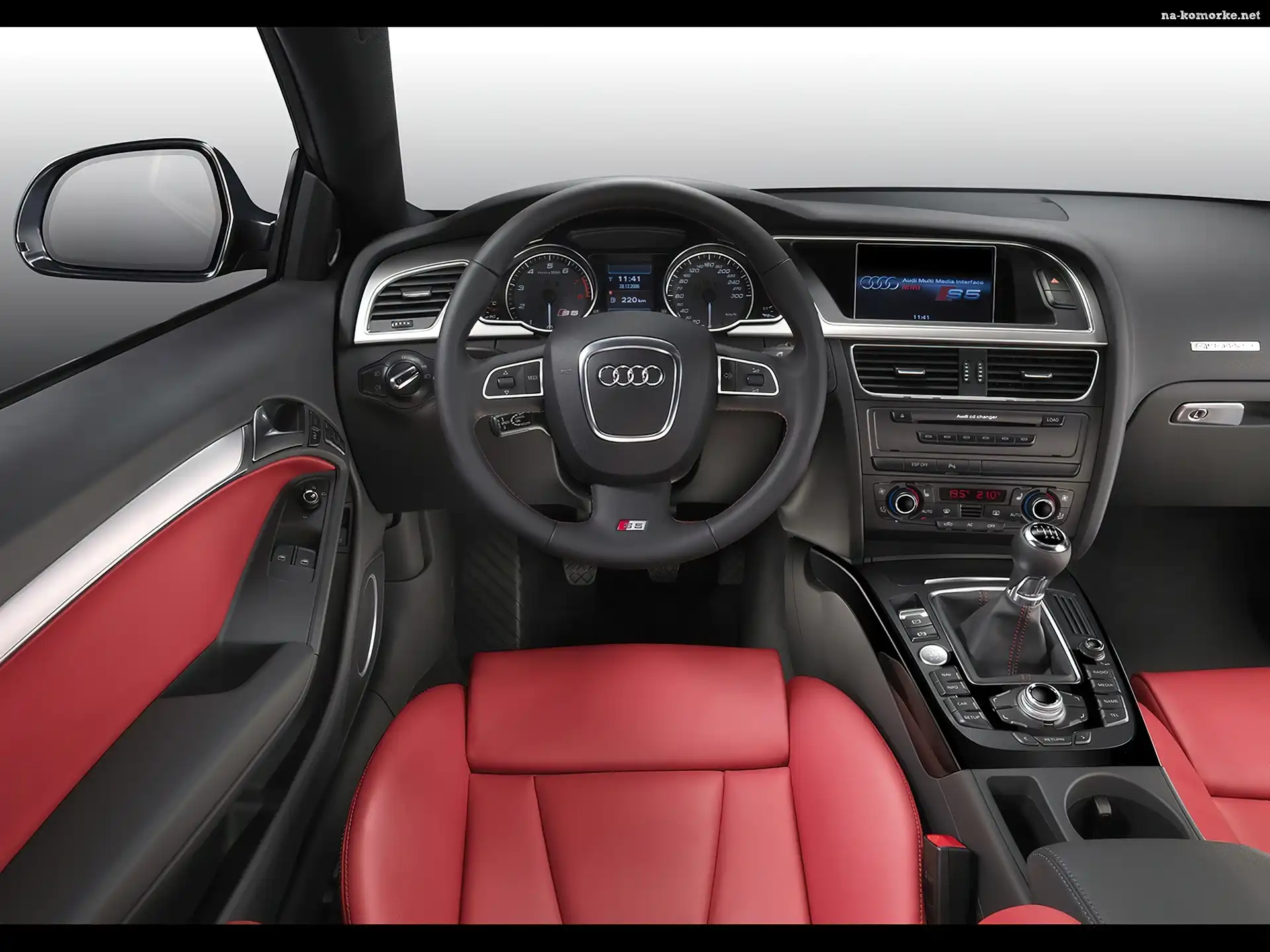 Audi A5, Czerwone, Skóry