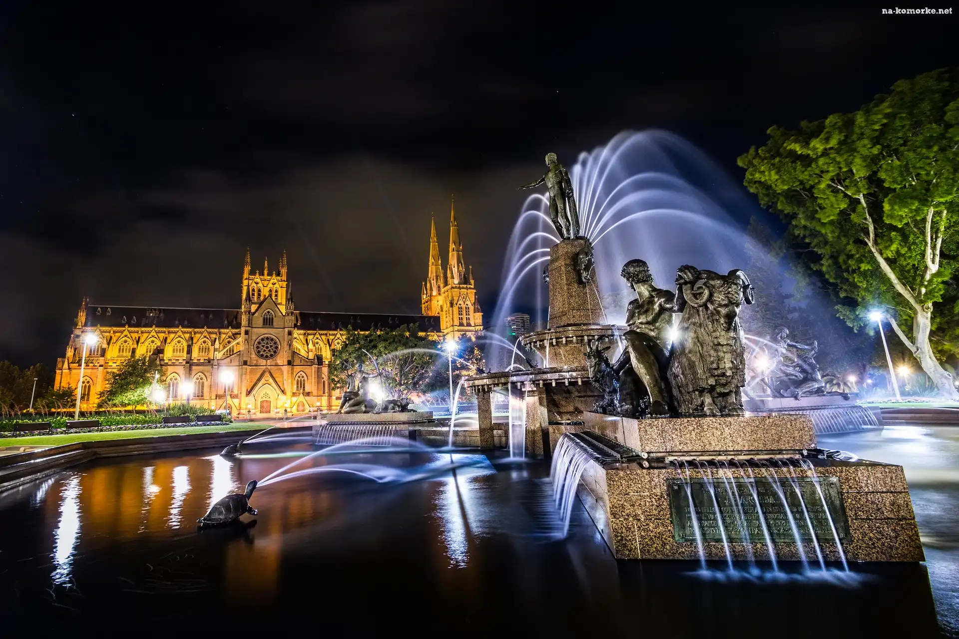 Australia, Fontanna, Sydney, Noc