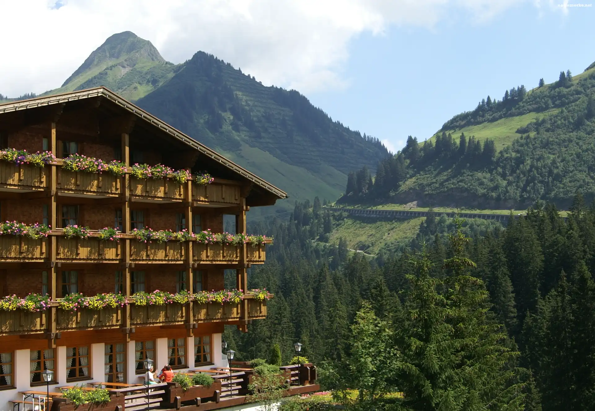 Austria, Damuls, Hotel, Drzewa, Madlener, Góry