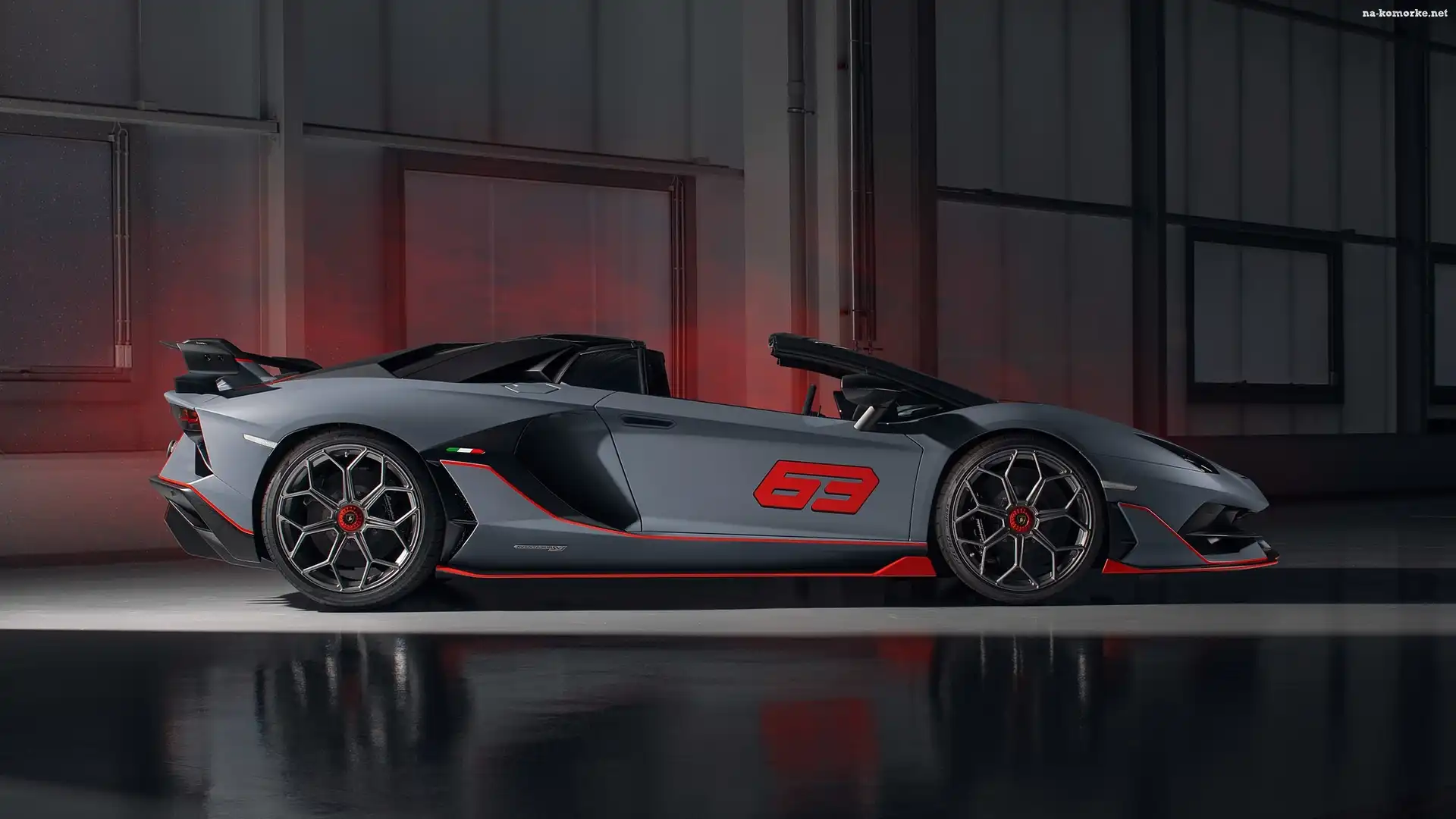 Lamborghini Aventador SVJ 63, Ściana, Roadster, Podświetlenie