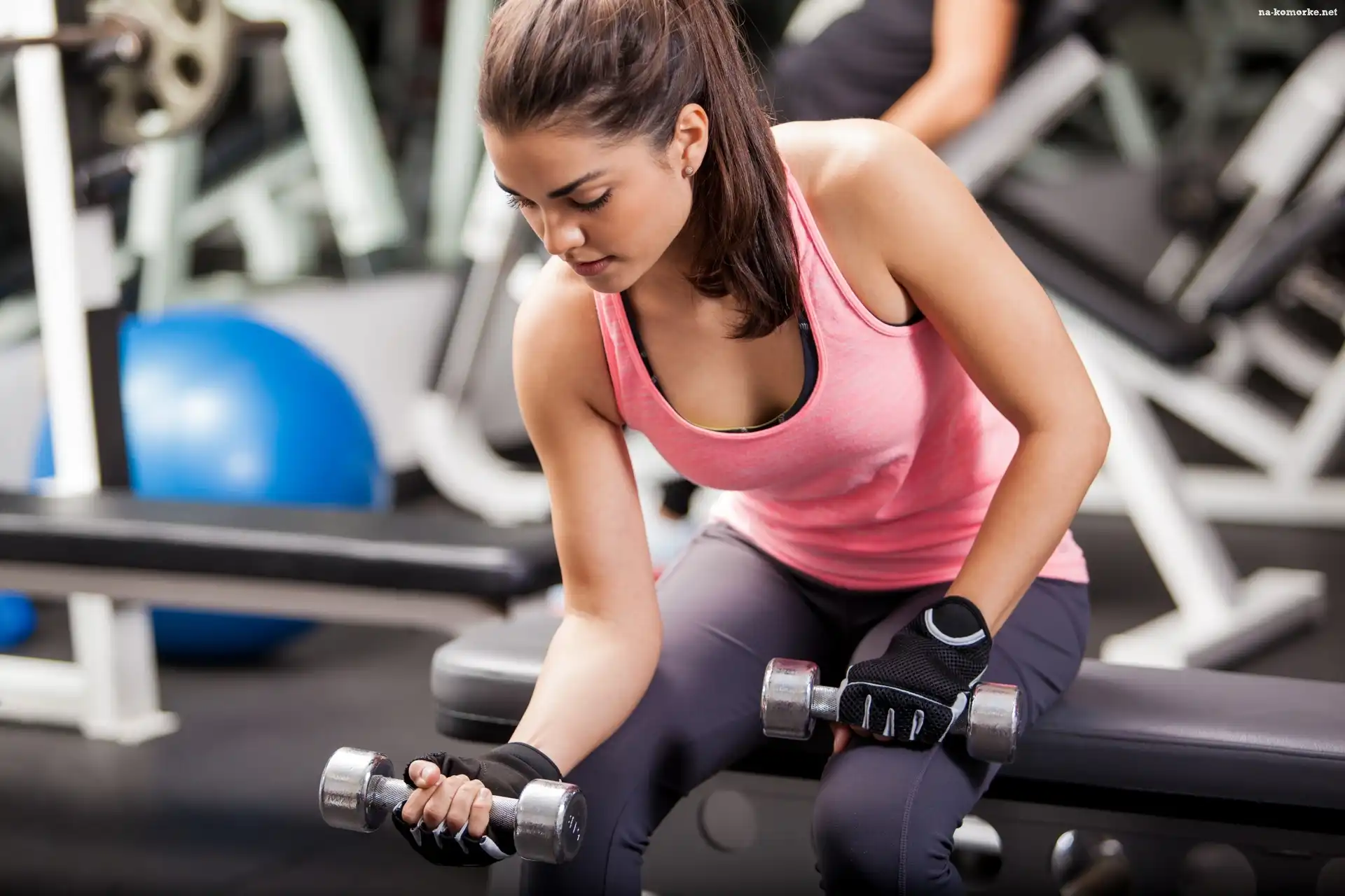 Ławeczka, Siłownia, Dziewczyna, Sport, Hantle, Fitness