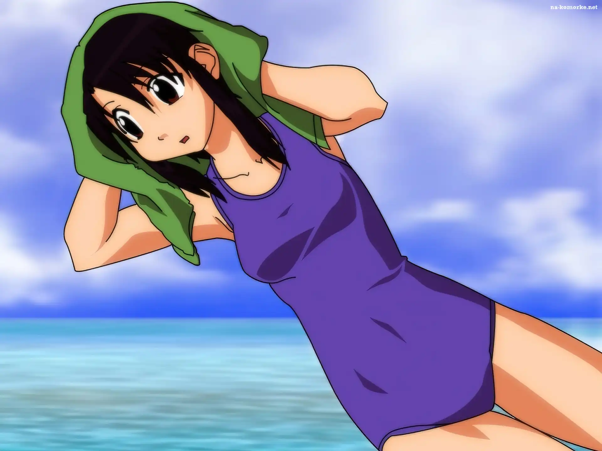 Azumanga Daioh, woda, dziewczyna, ręcznik
