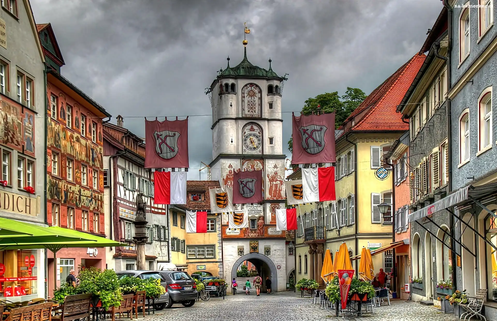 Chmury, Badenia, Wirtembergia, Domy, Uliczka, Wangen, Im Allgau