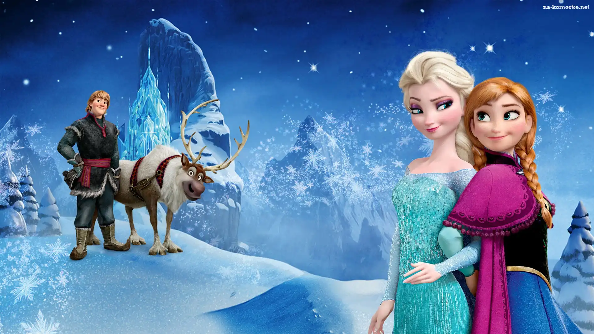 Bajka, Zima, Renifer Sven, Frozen, Kristoff, Anna, Kraina lodu, Śnieg, Zamek, Księżniczka Elsa