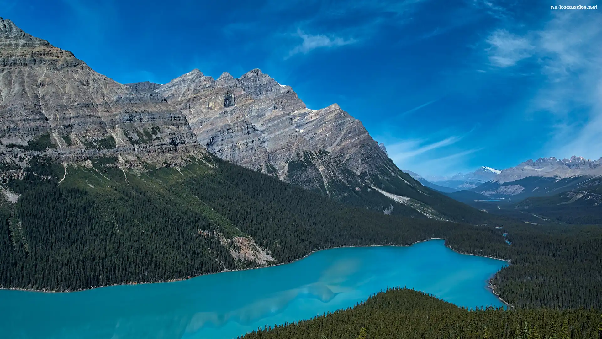 Peyto Lake, Canadian Rockies, Góry, Kanada, Jezioro, Park Narodowy Banff