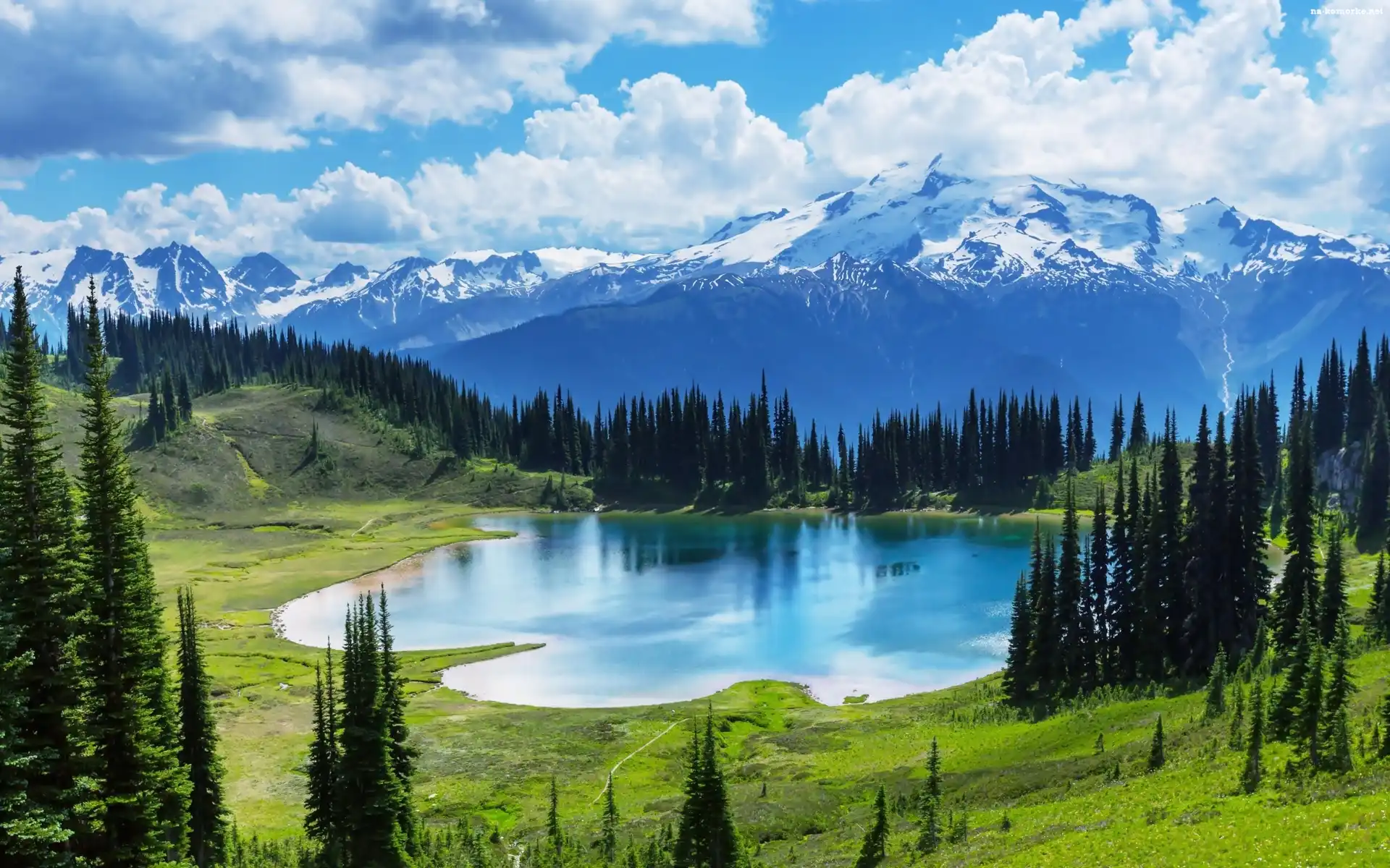 Jezioro, Prowincja Alberta, Kanada, Lasy, Park Narodowy Banff, Góry