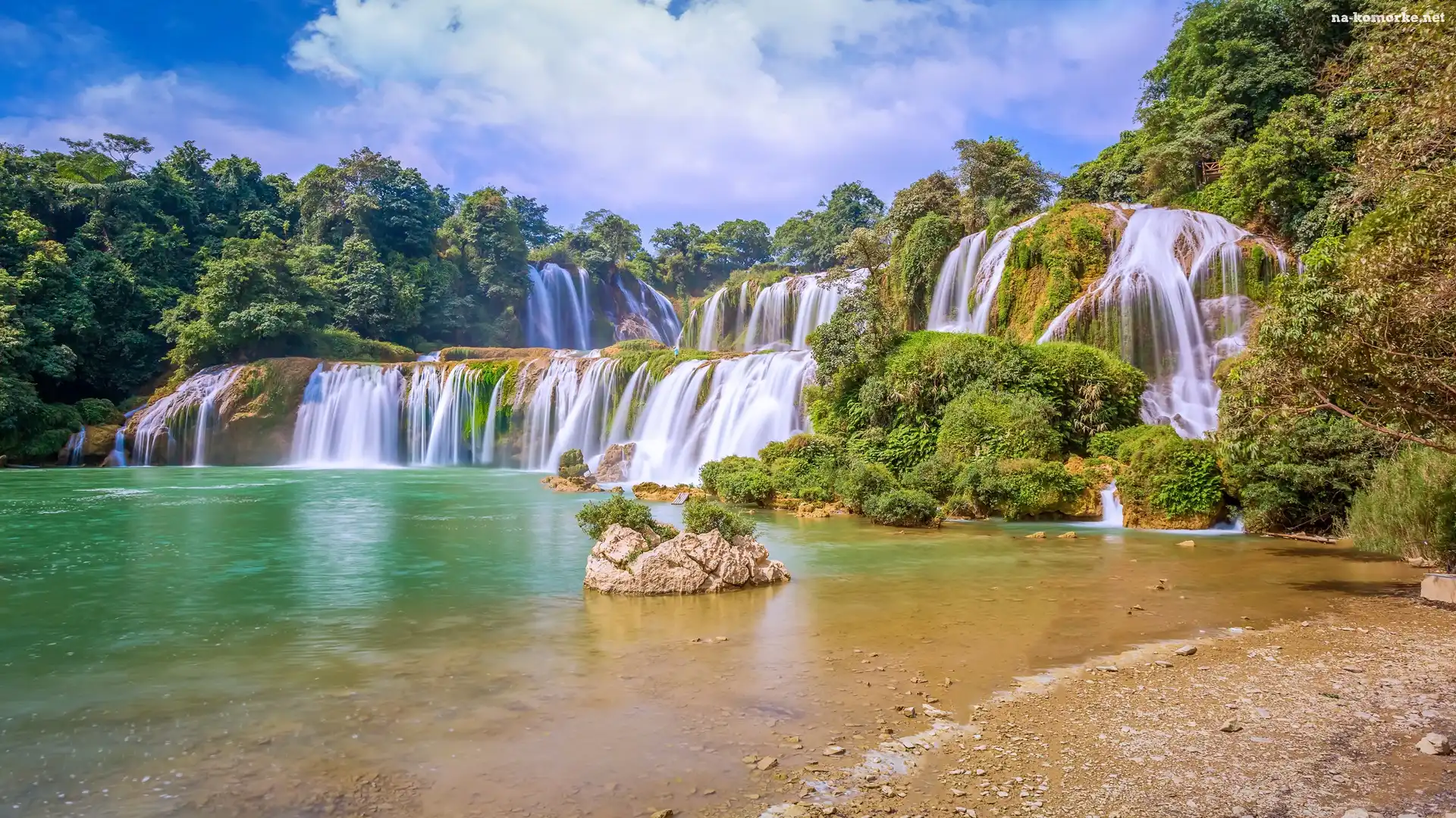 Rzeka, Ban Gioc Waterfall, Wodospad, Wietnam, Jezioro, Cao Bang