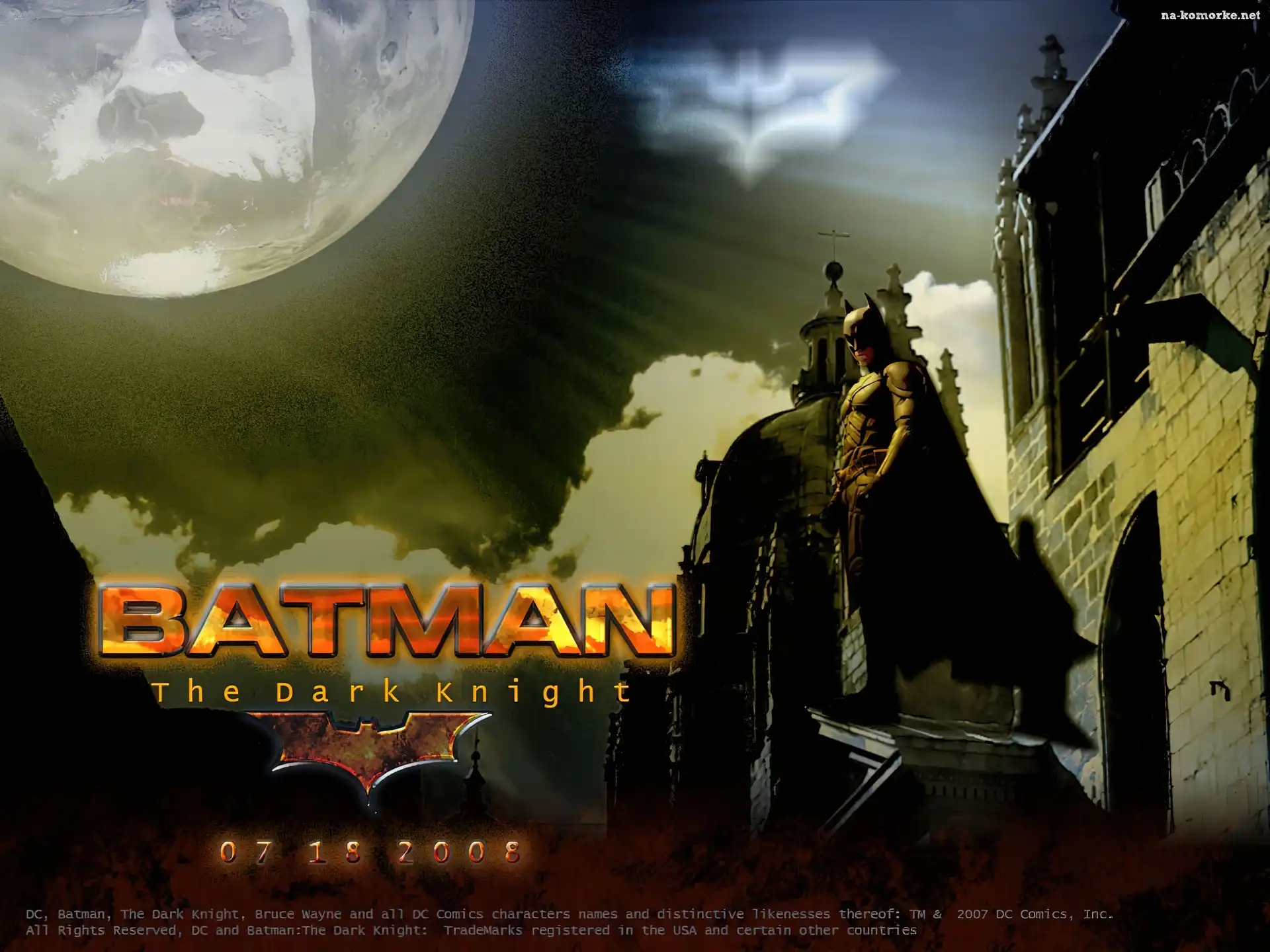 Batman Dark Knight, batman, księżyc, budynek