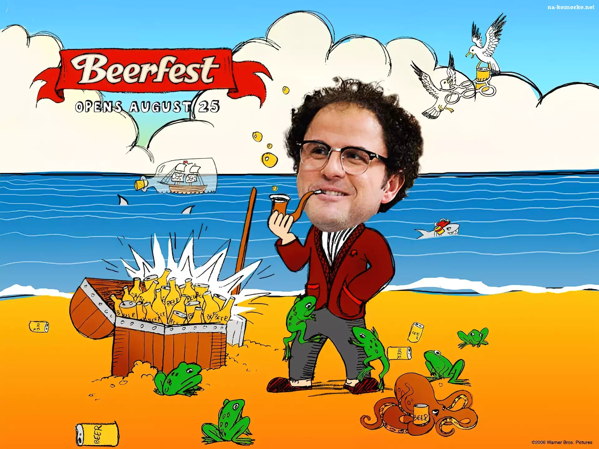 Beerfest, plaża, mężczyzna, fajka