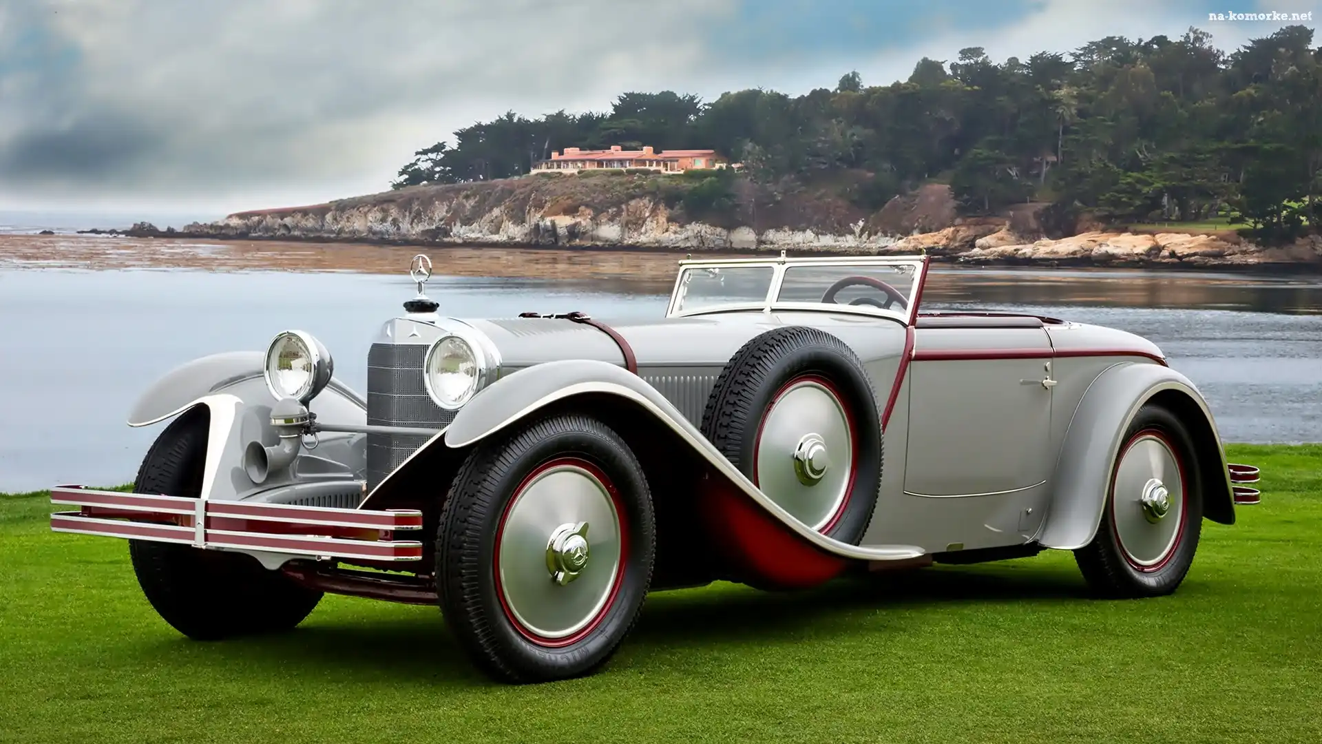 Benz, Zabytkowy, Samochód, Jezioro, Mercedes, 1928