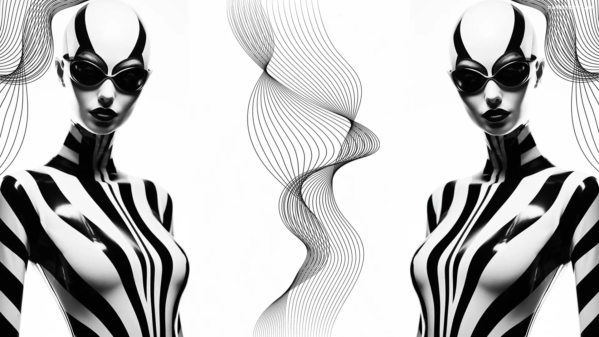 Czarno-białe, Grafika, Kobiety, Modelki