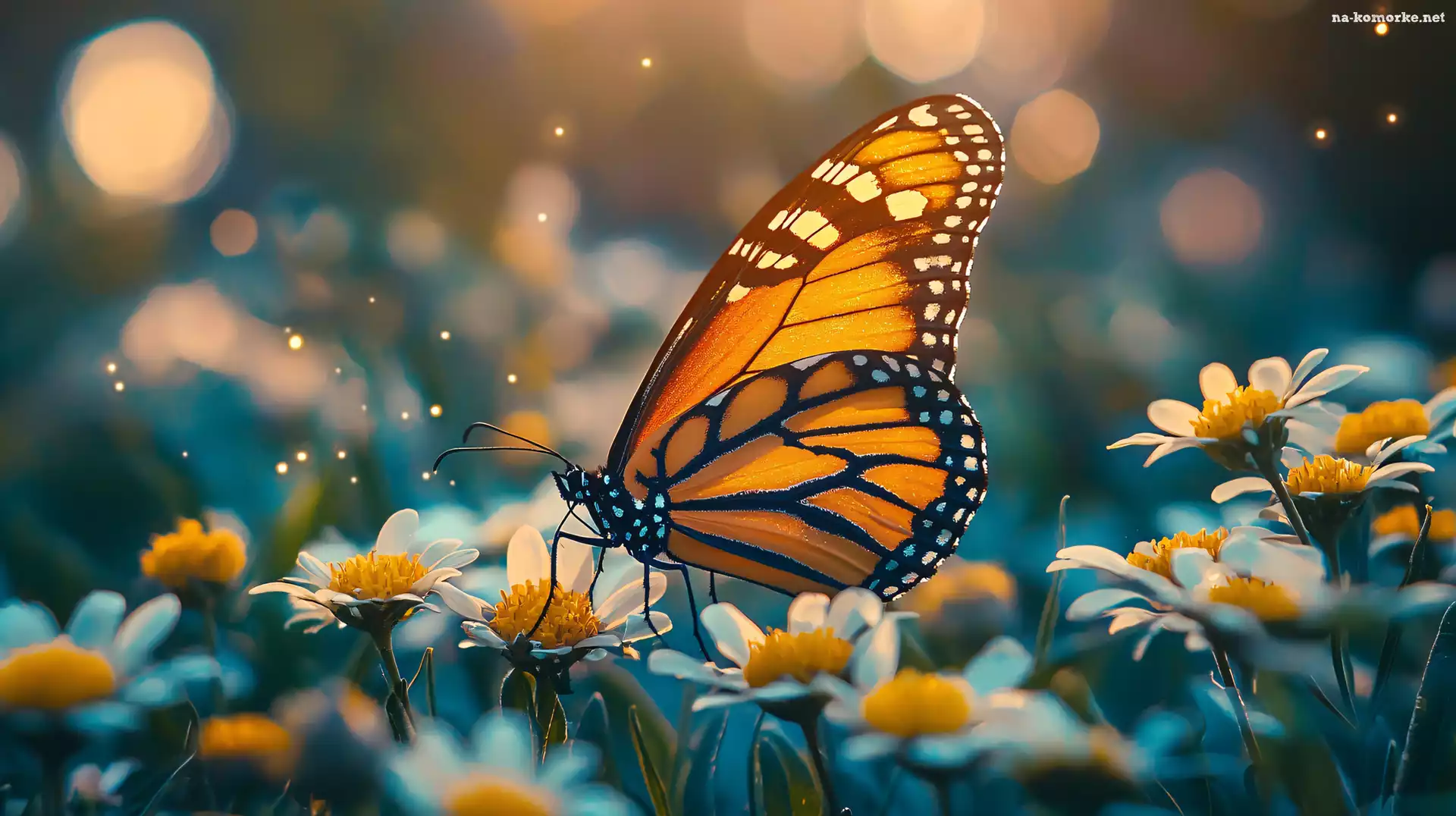 Żółty, Białe, Kwiaty, Motyl, Rumiany