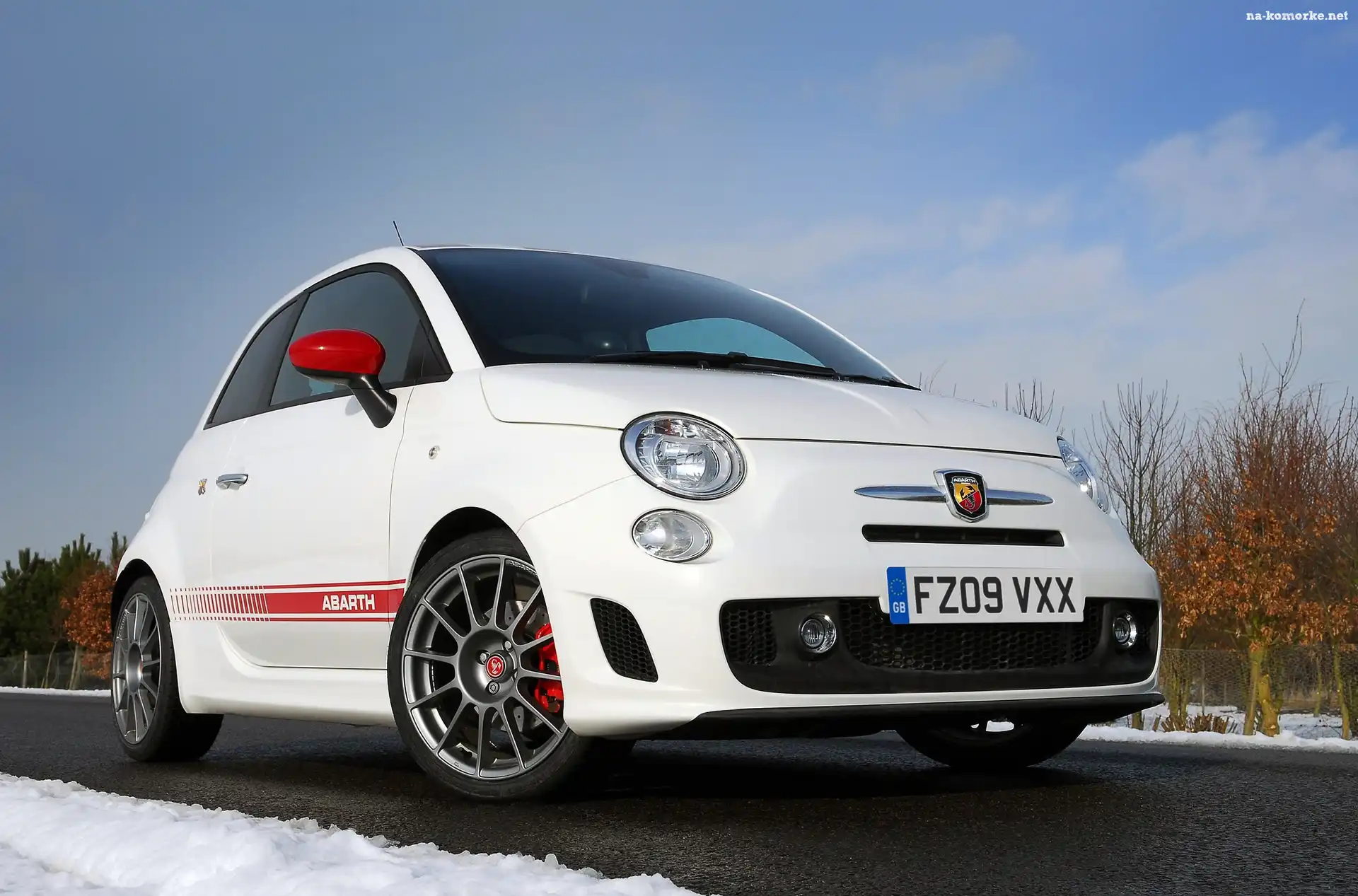 Biały, Zima, Abarth 500, Śnieg