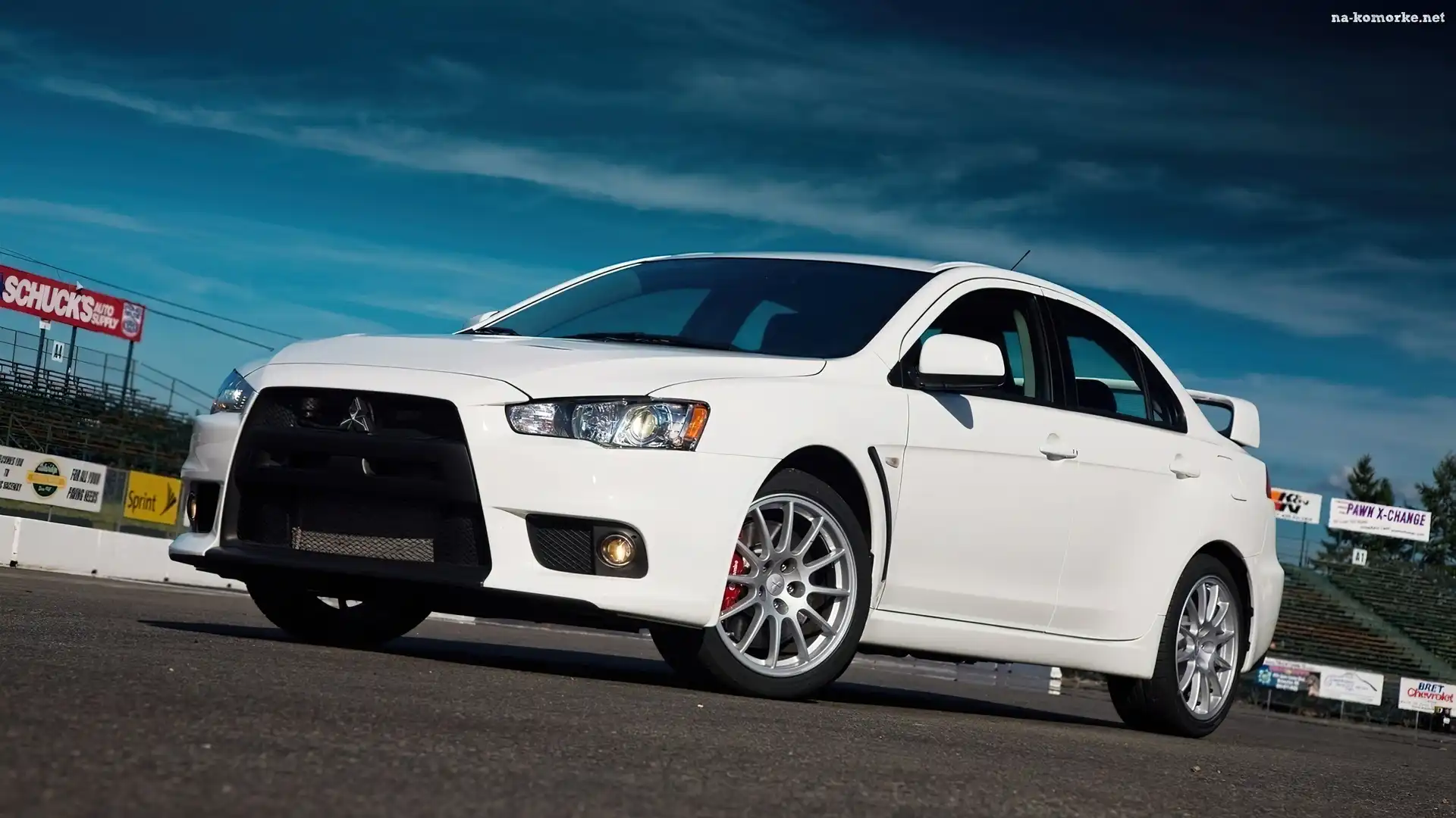 Biały, Evolution, Samochód, Mitsubishi Lancer