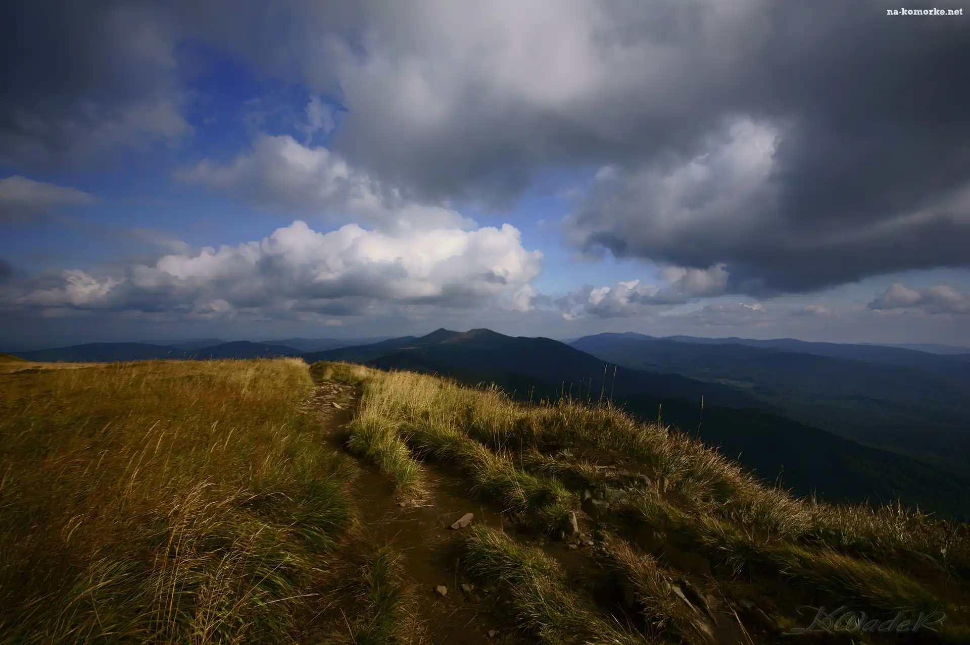 Bieszczady, Chmury, Góry, Trawa