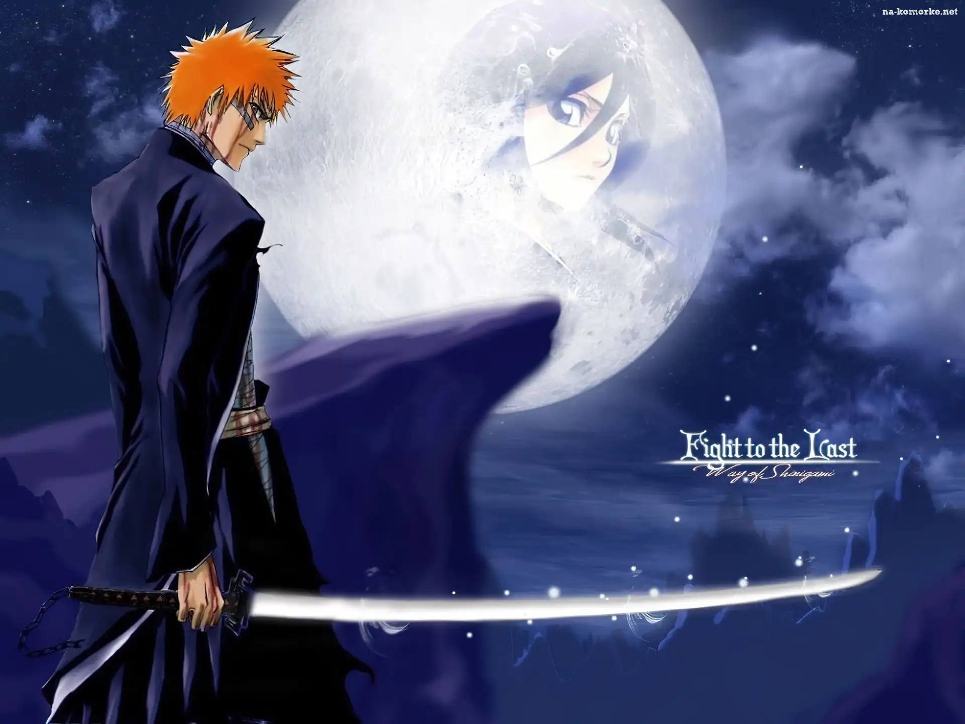 Bleach, księżyc, miecz, facet