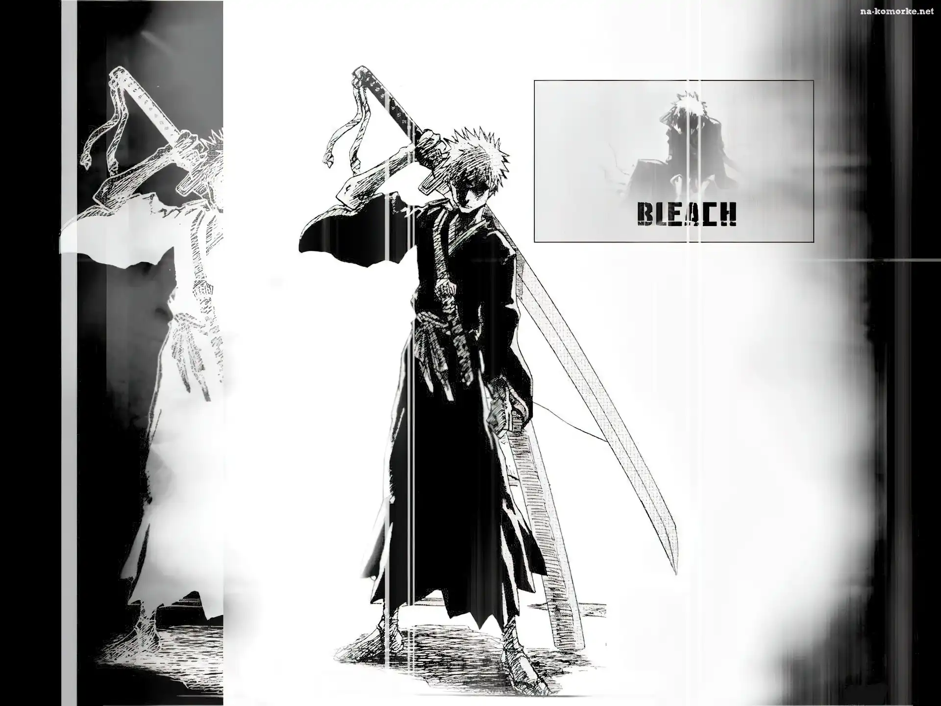 Bleach, miecz, napis, postać