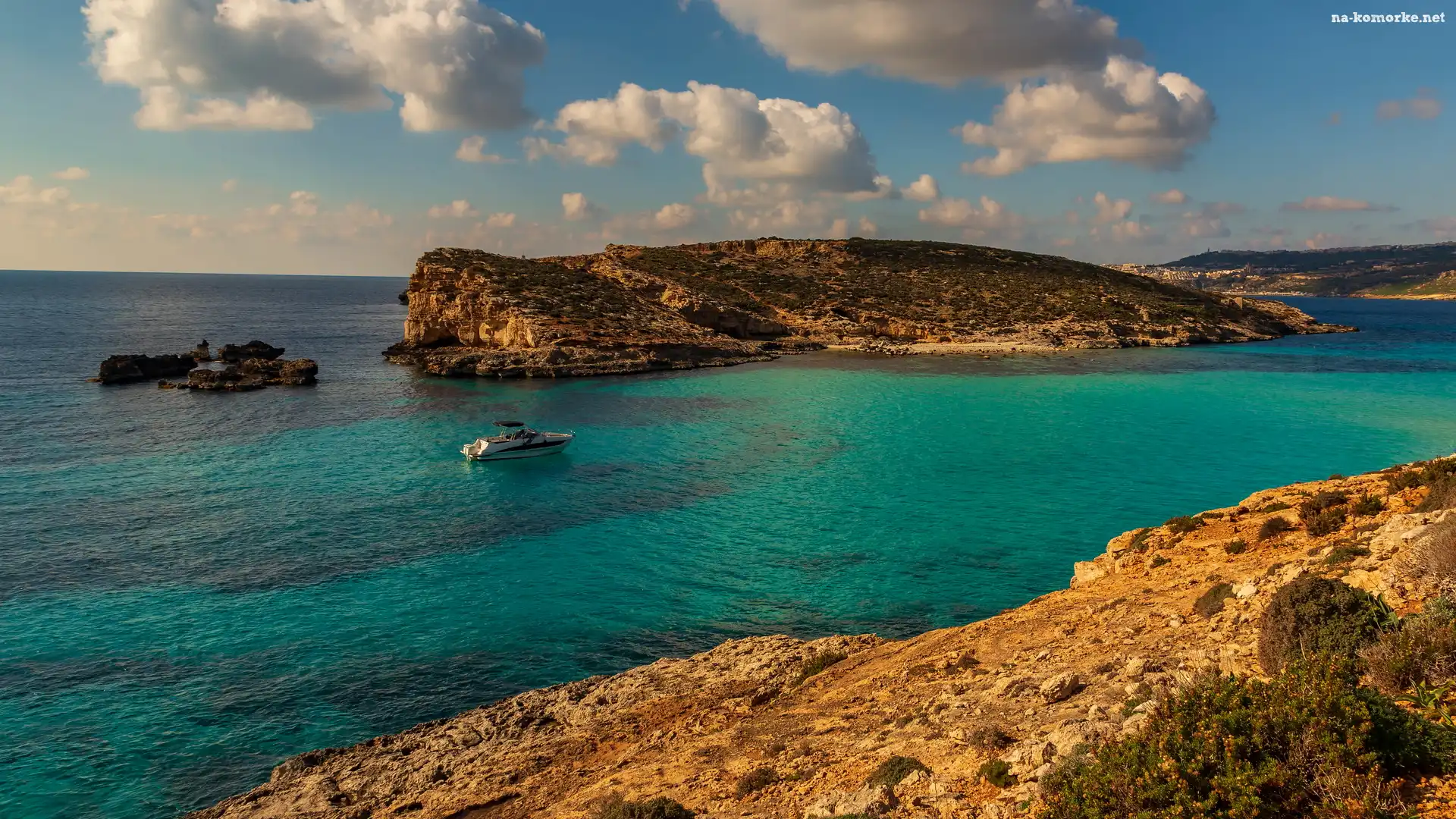 Skały, Błękitna Laguna, Cieśnina, Malta, Morze, Jacht