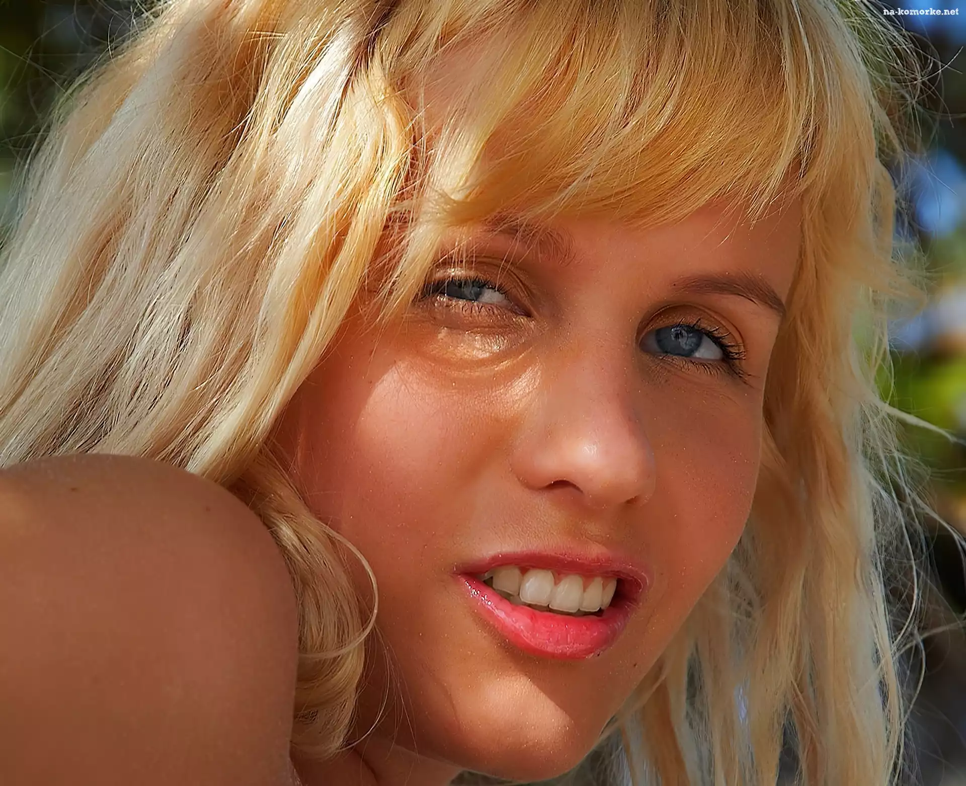 Blondynka, Makijaż, Portret, Uśmiech