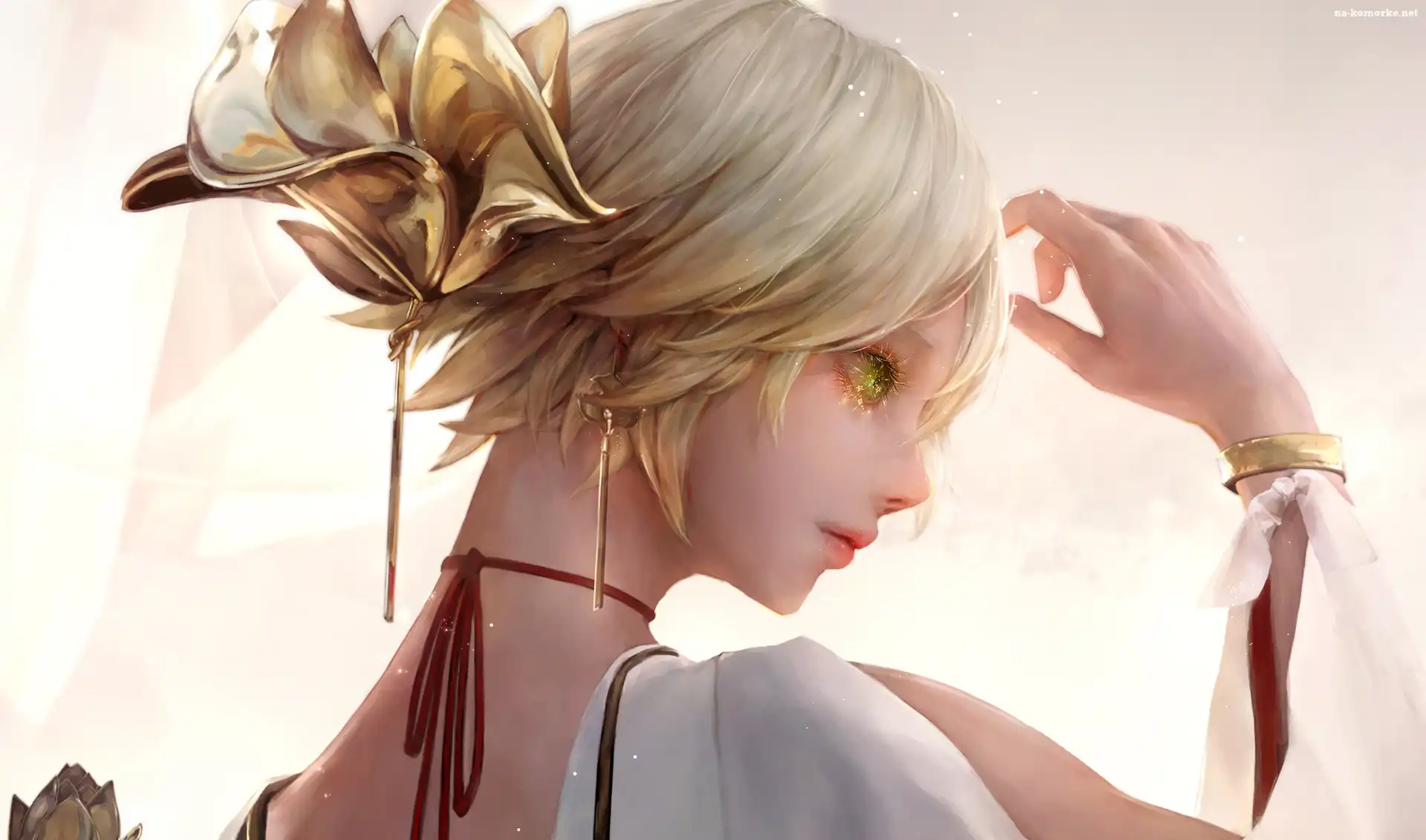 Anime, Blondynka, Twarz, Kobieta, Profil