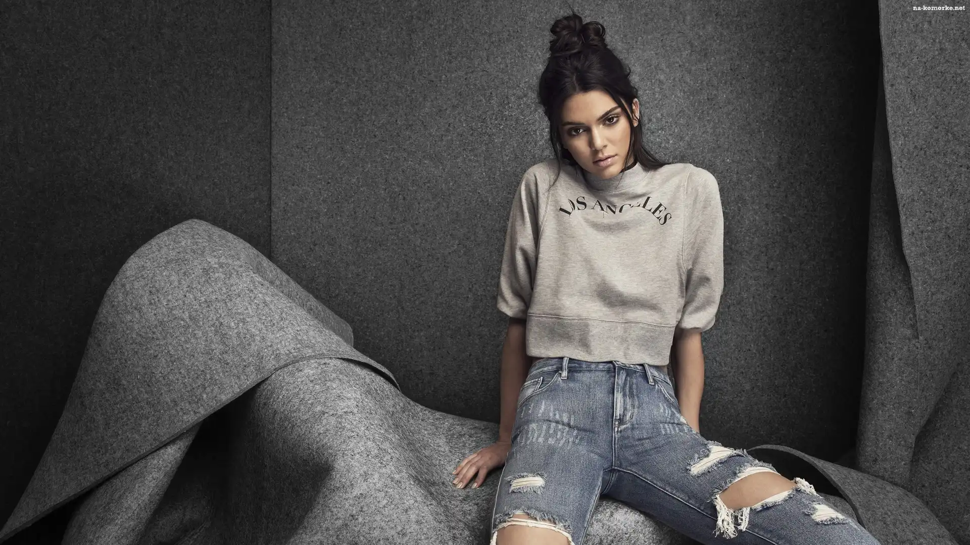 Bluzka, Kendall Jenner, Modelka, Potargane, Jeansy