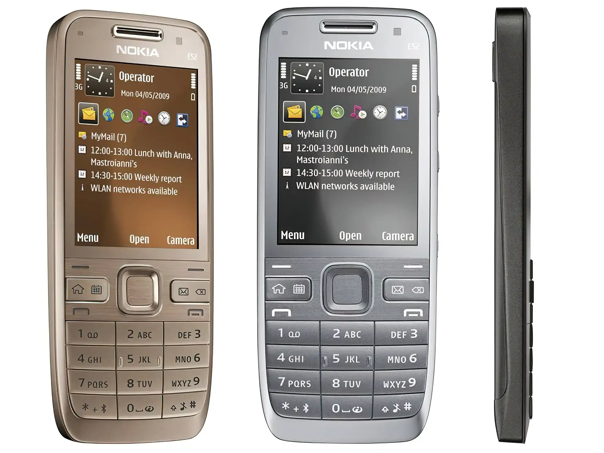 Nokia E52, Srebrna, Czarna, Szara, Bok