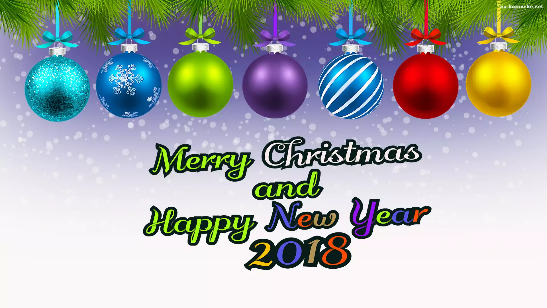 2018, Bombki, Napis, Merry Christmas, Happy New Year
