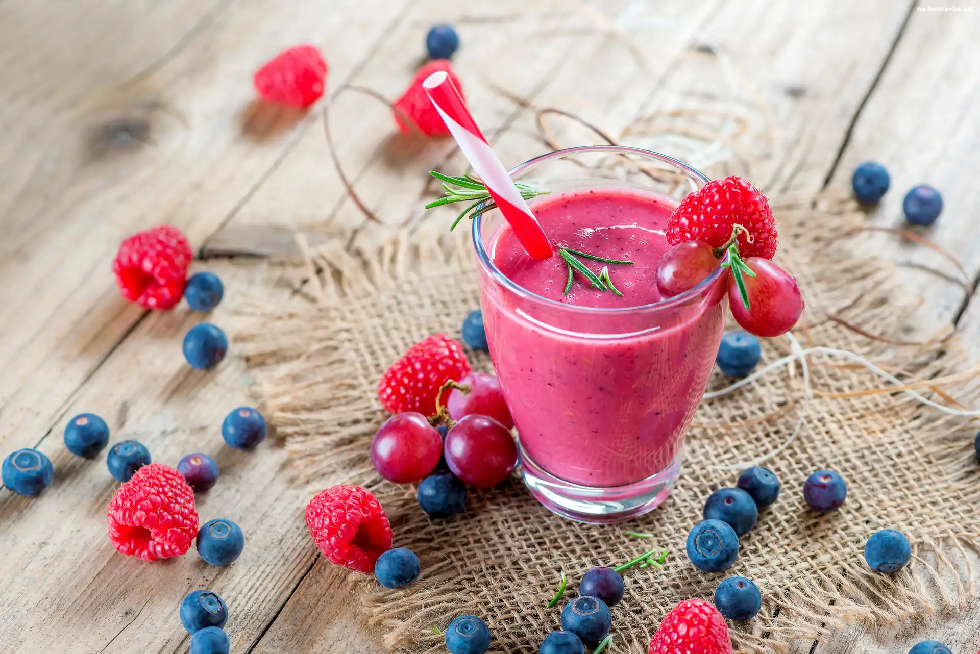 Borówki, Smoothie, Napój, Szklanka, Maliny, Sok
