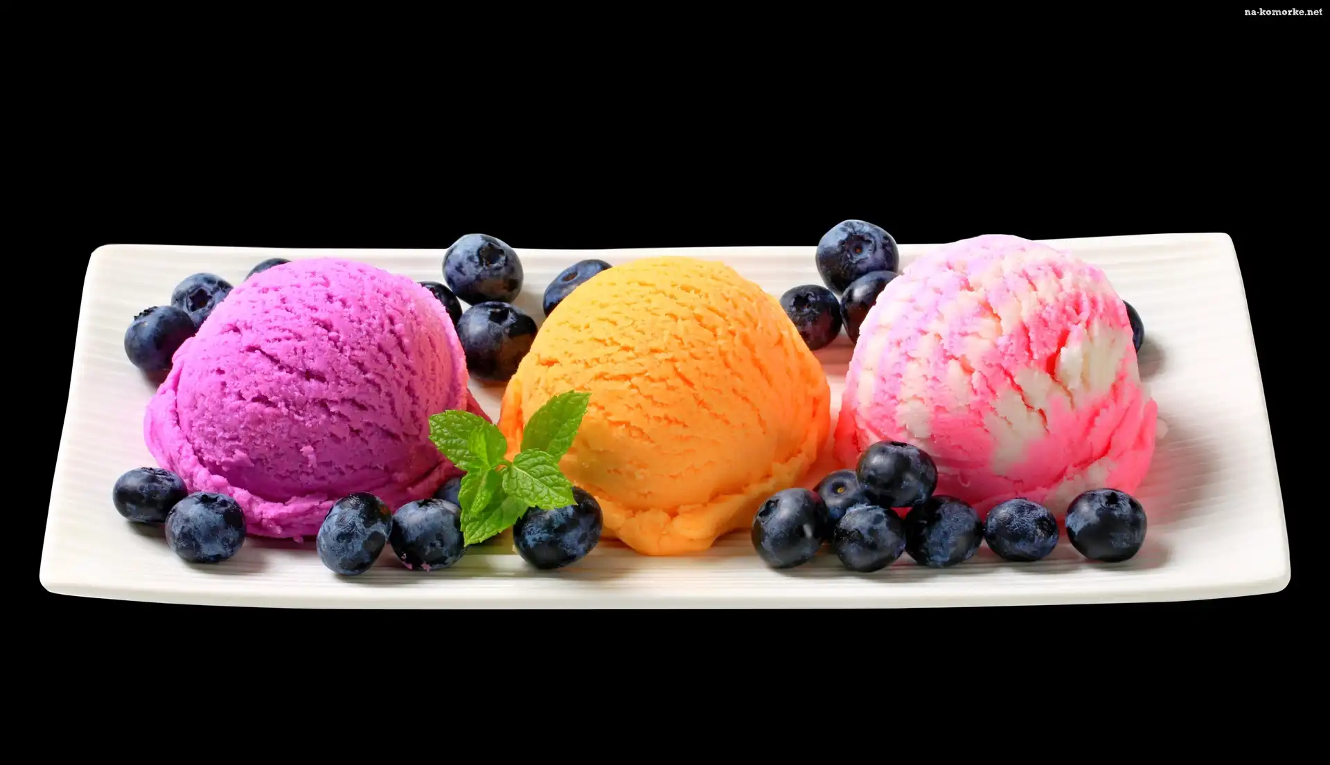 Borówki, Kolorowe, Lody, Trzy, Gałki