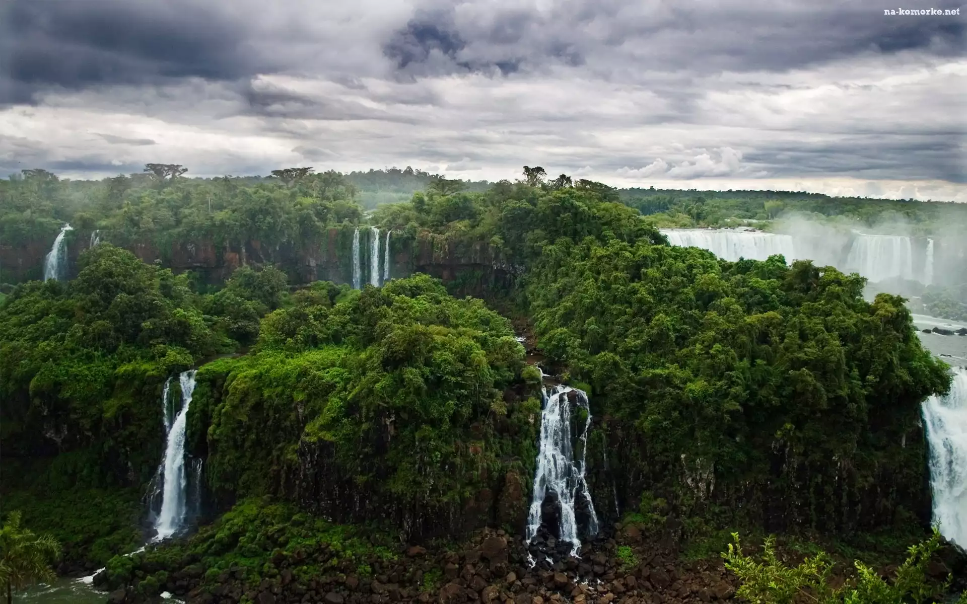 Brazylia, Wodospady, Iguazu, Lasy, Niebo
