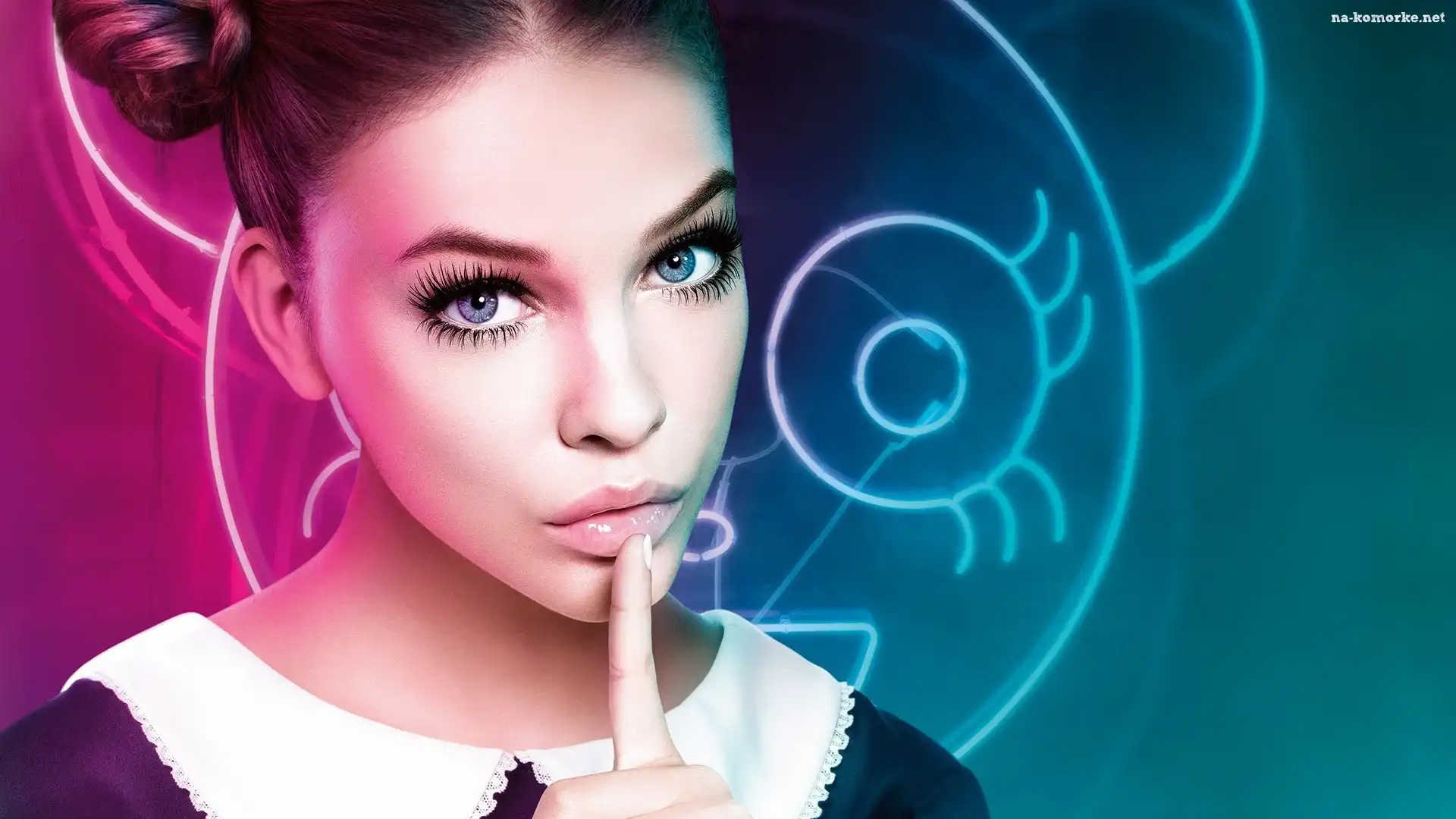 Barbara Palvin, Brunetka, Makijaż, Niebieskie, Oczy