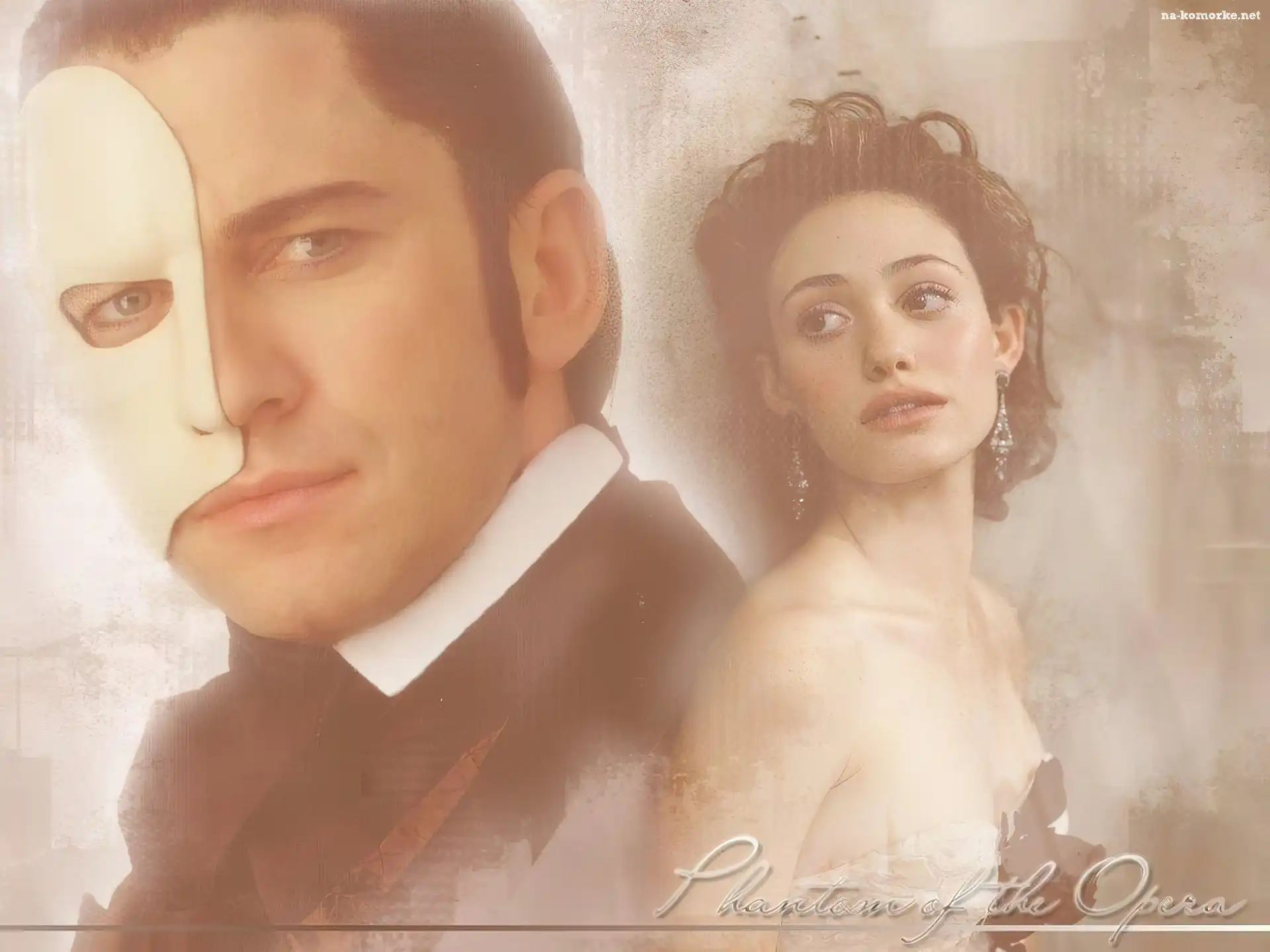 maska, Phantom Of The Opera, Emmy Rossum, kolczyki, Gerard Butler