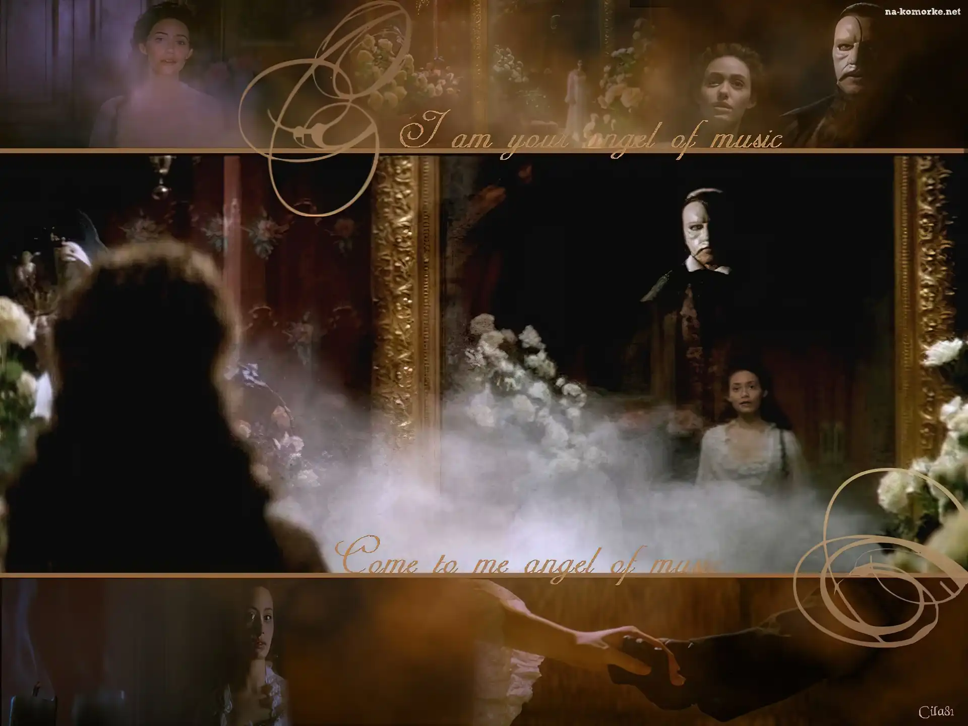 dym, Emmy Rossum, Gerard Butler, Phantom Of The Opera, kwiaty