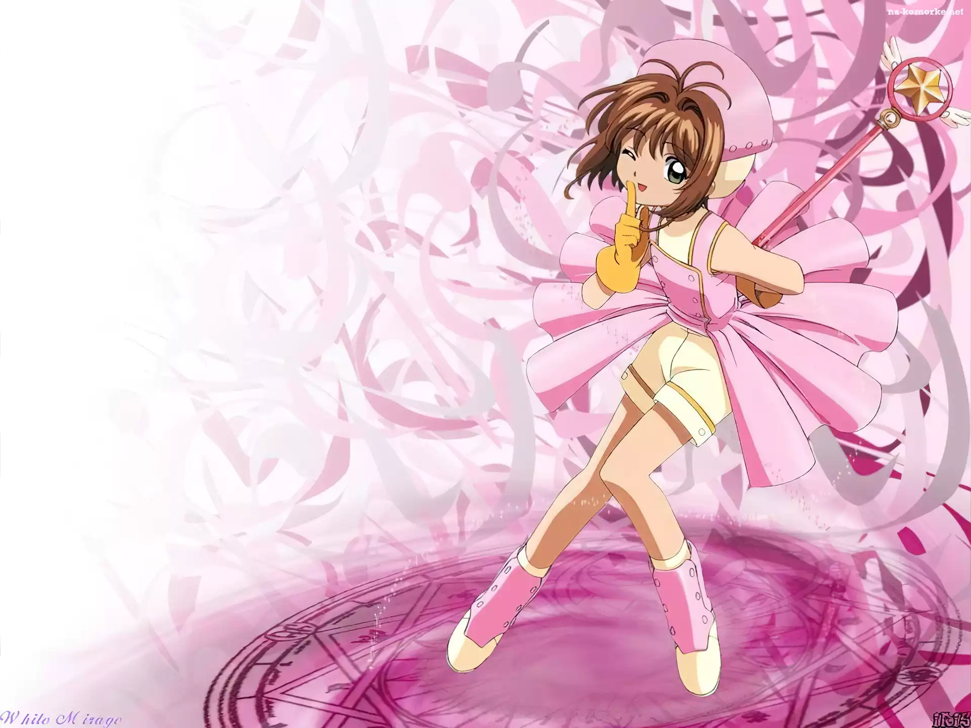 Cardcaptor Sakura, kij, dziewczyna, wstęgi