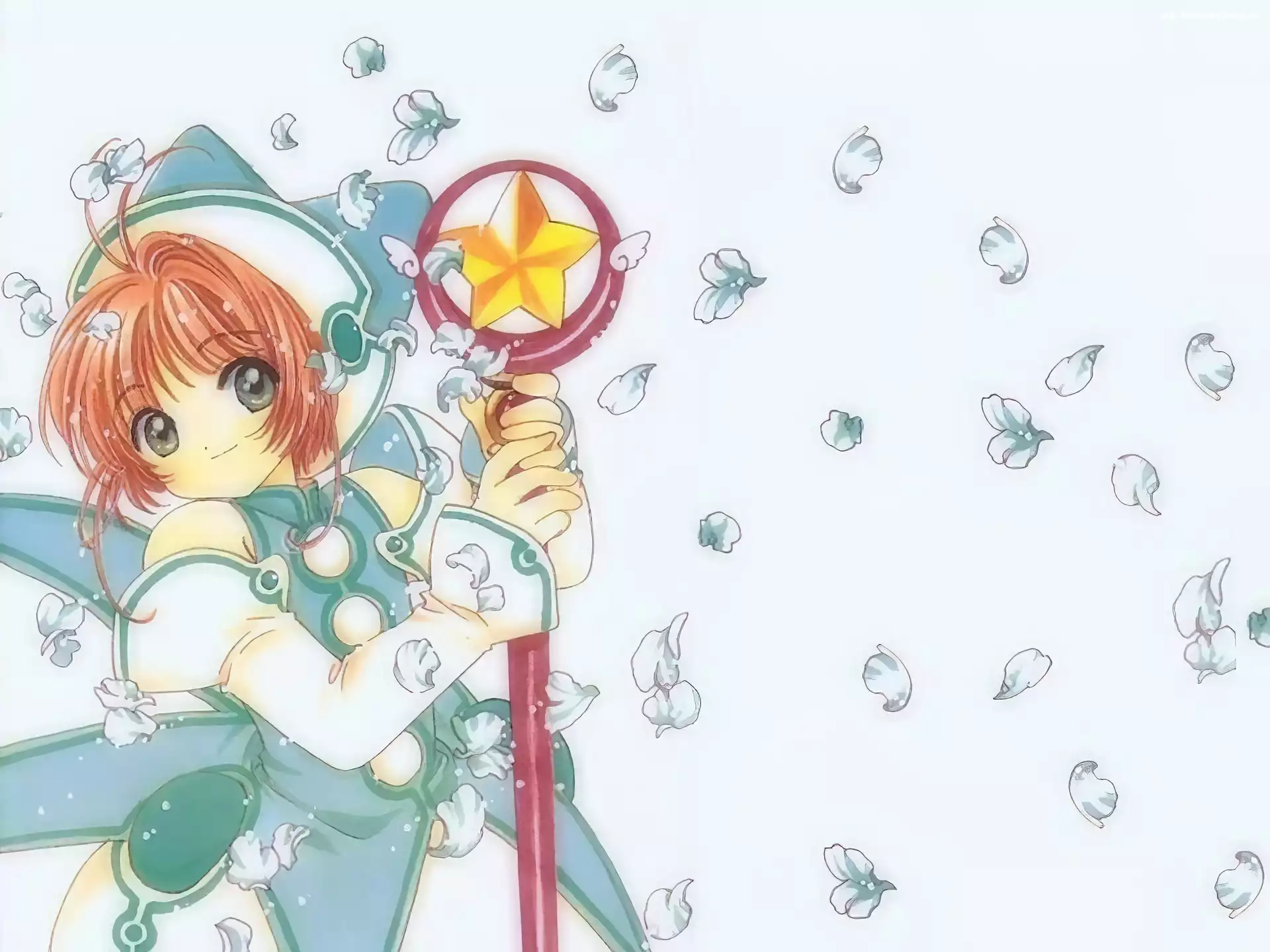 Cardcaptor Sakura, kij, kwiatki, dziewczyna