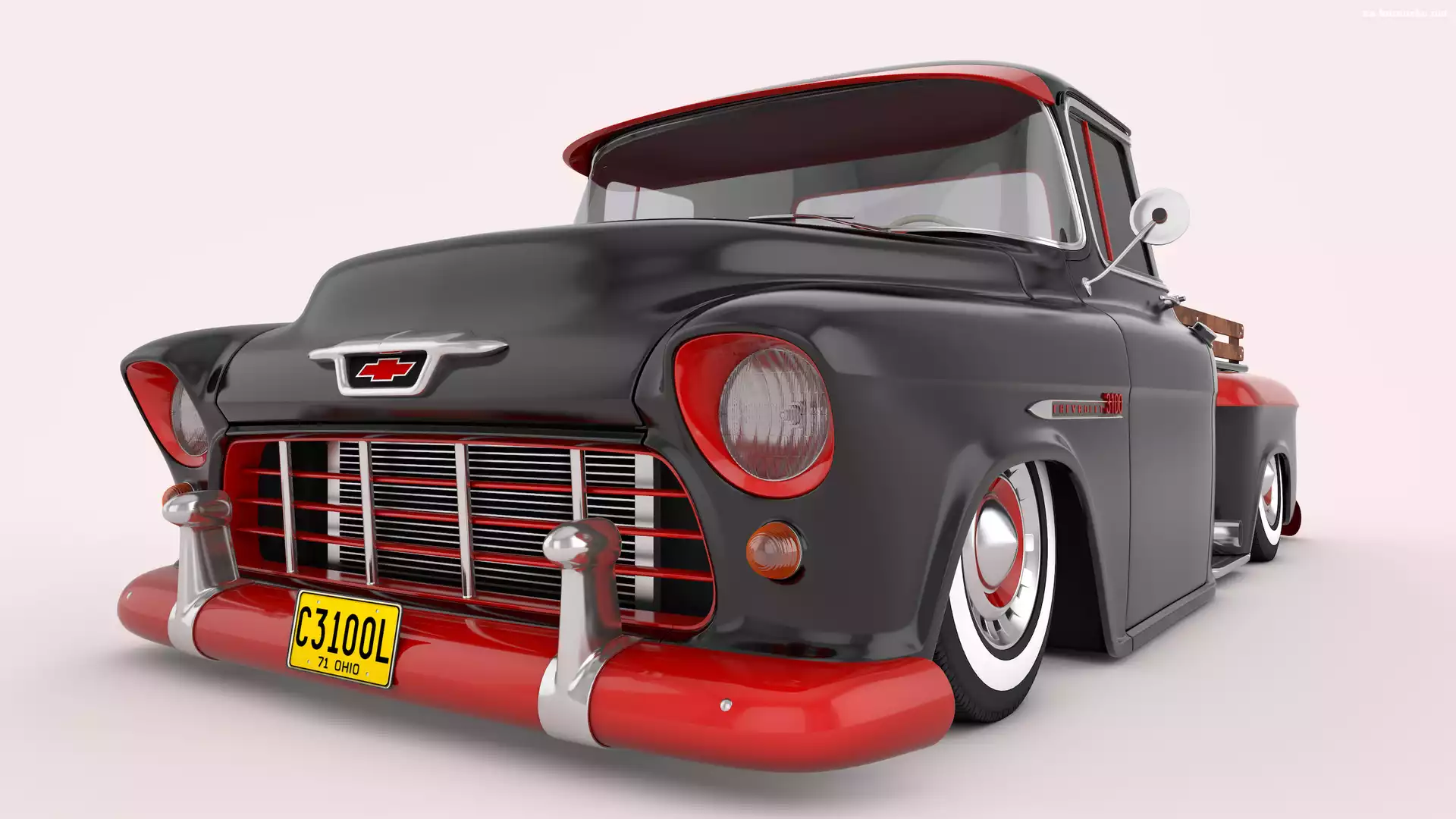 3D, Chevrolet 3100 Pickup, 1955, Zabytkowy, Przód